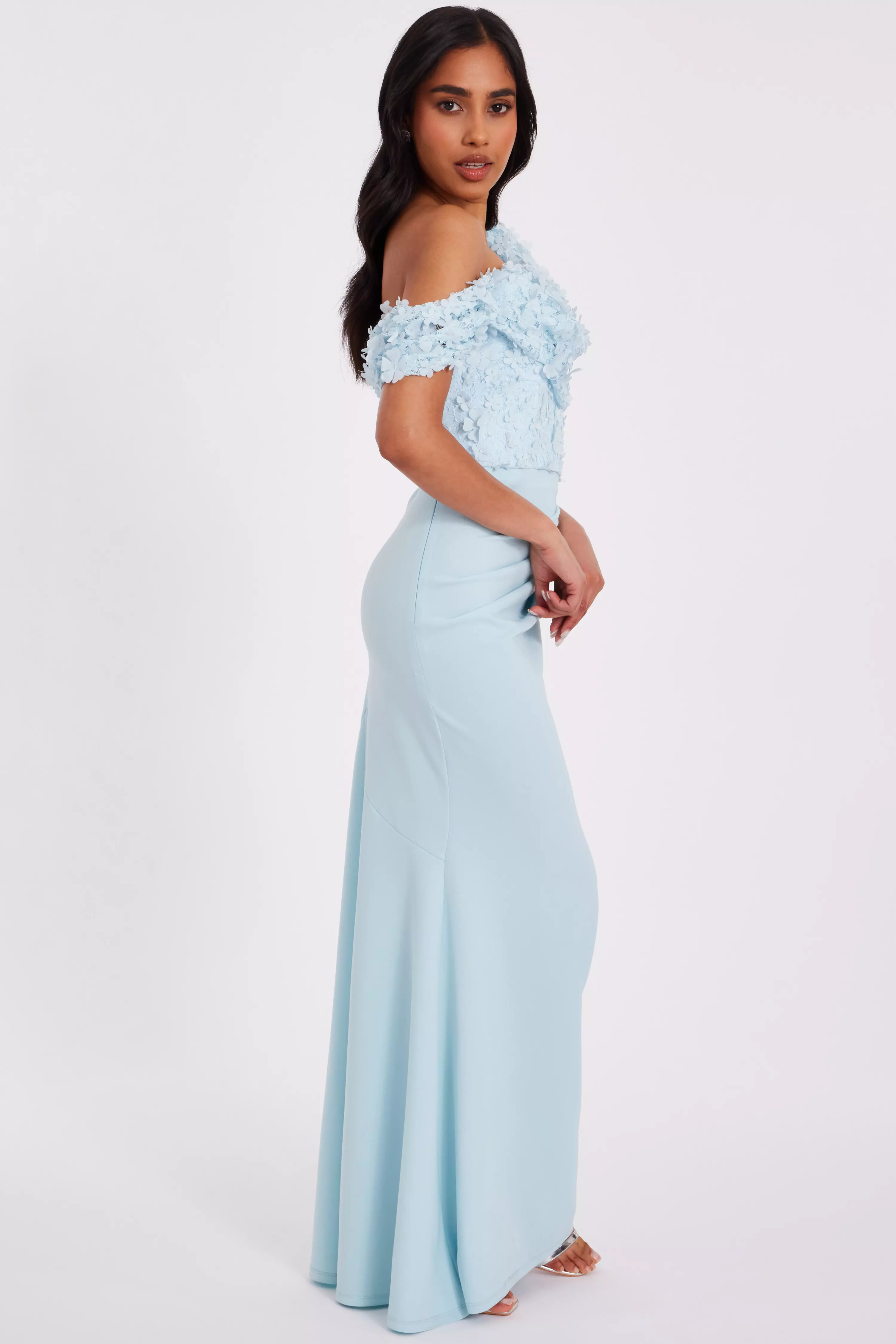 Petite Pale Blue Floral Maxi Dress