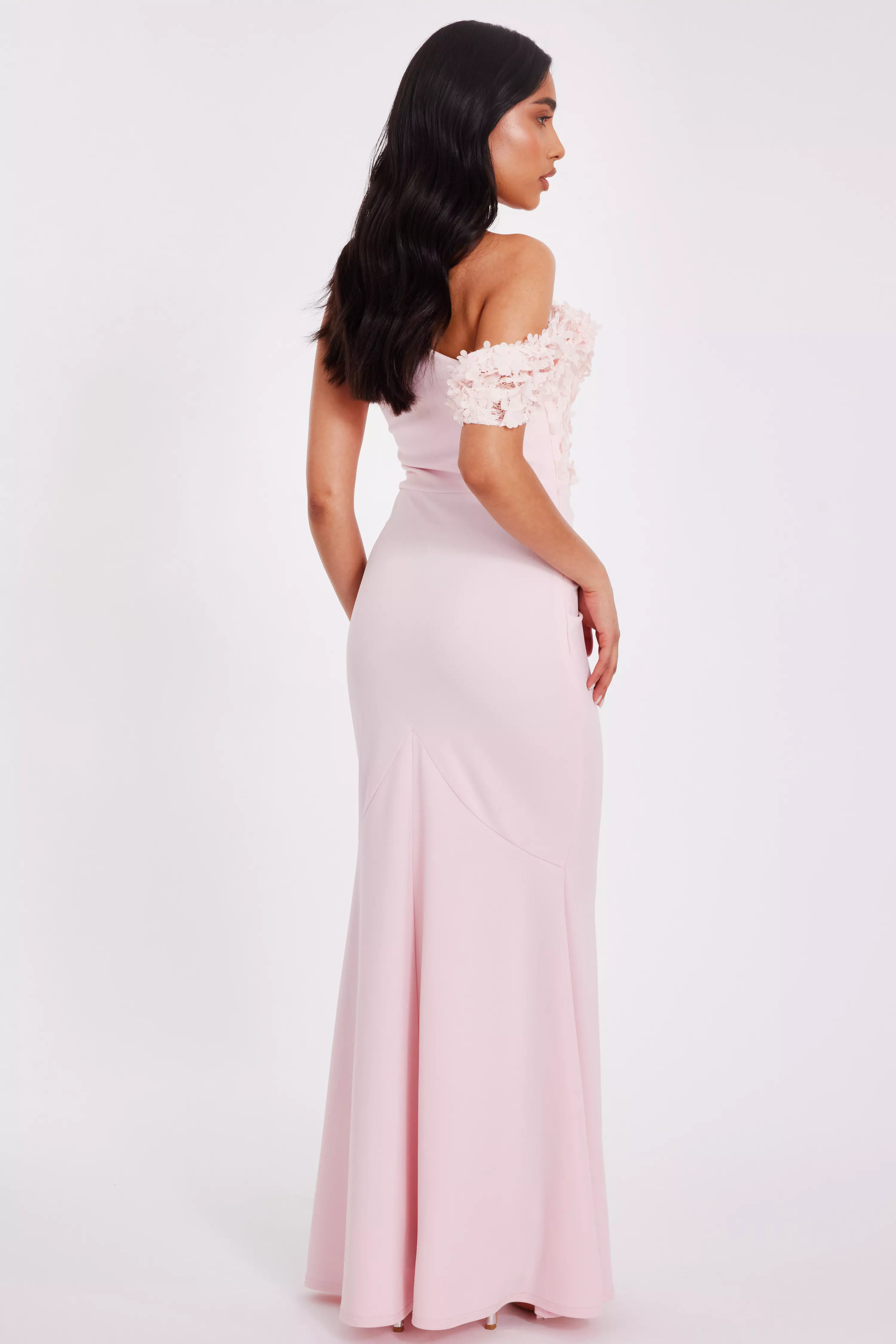 Petite Pale Pink Floral Maxi Dress