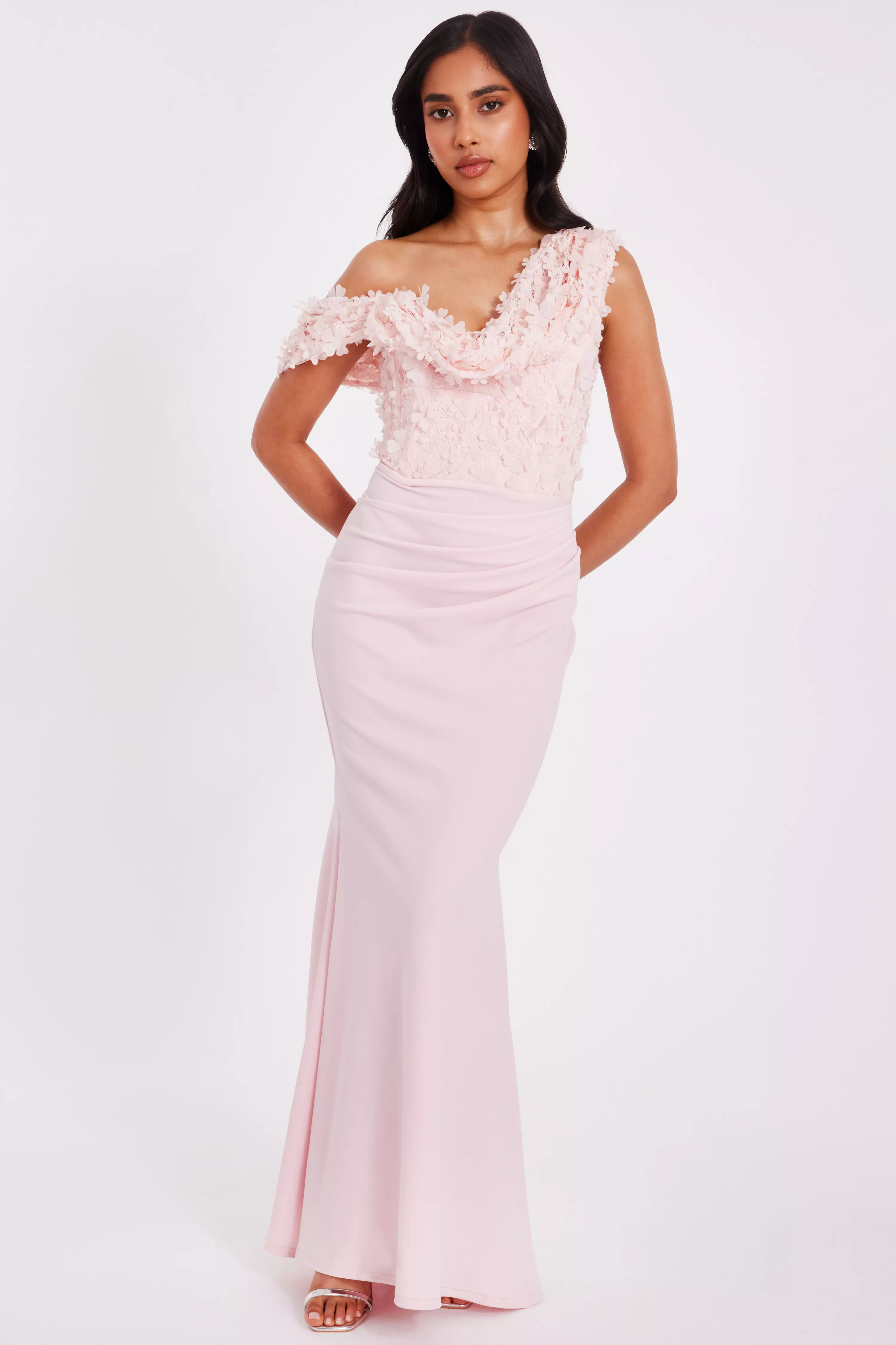 Petite Pale Pink Floral Maxi Dress