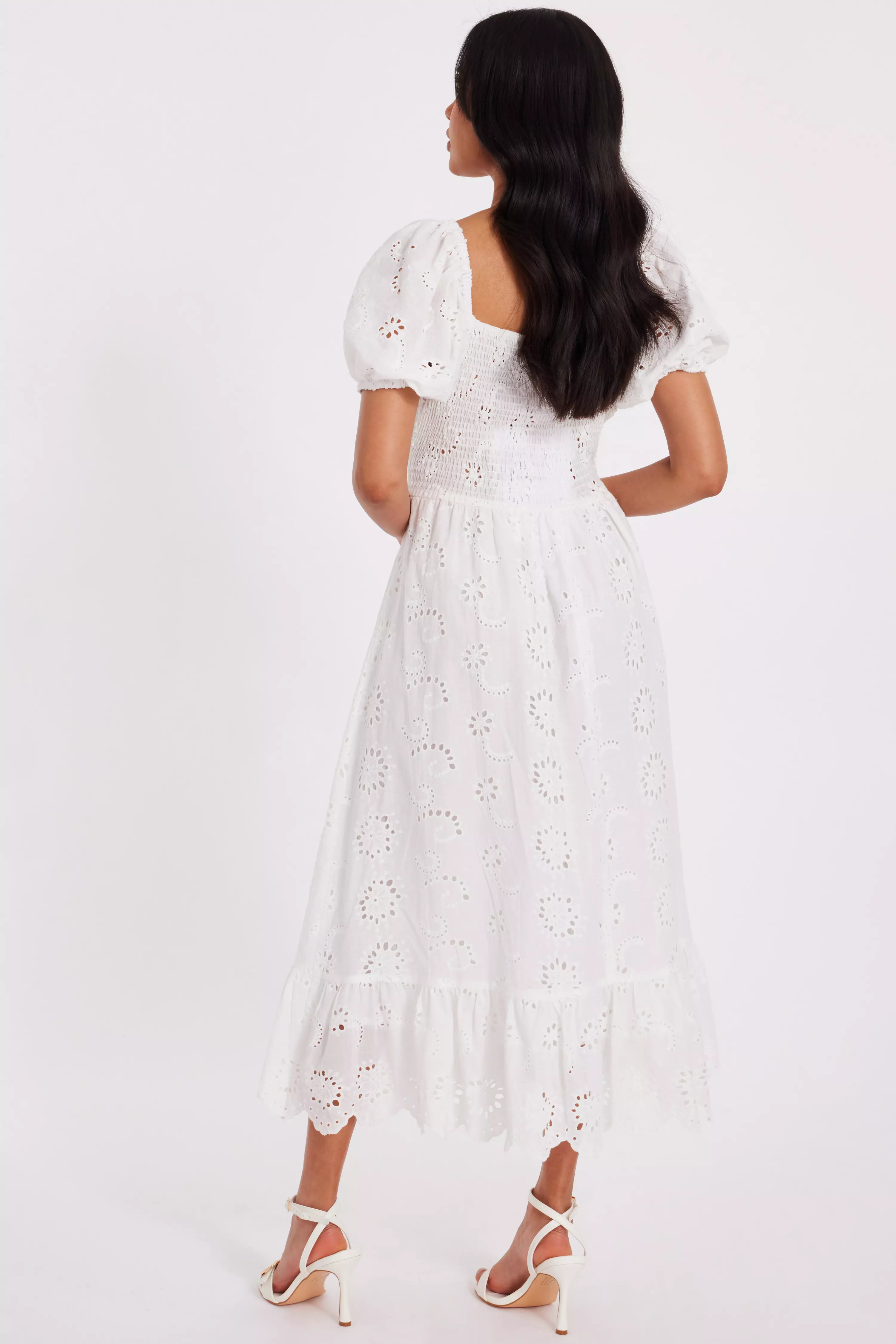 Petite White Embroidered Dress