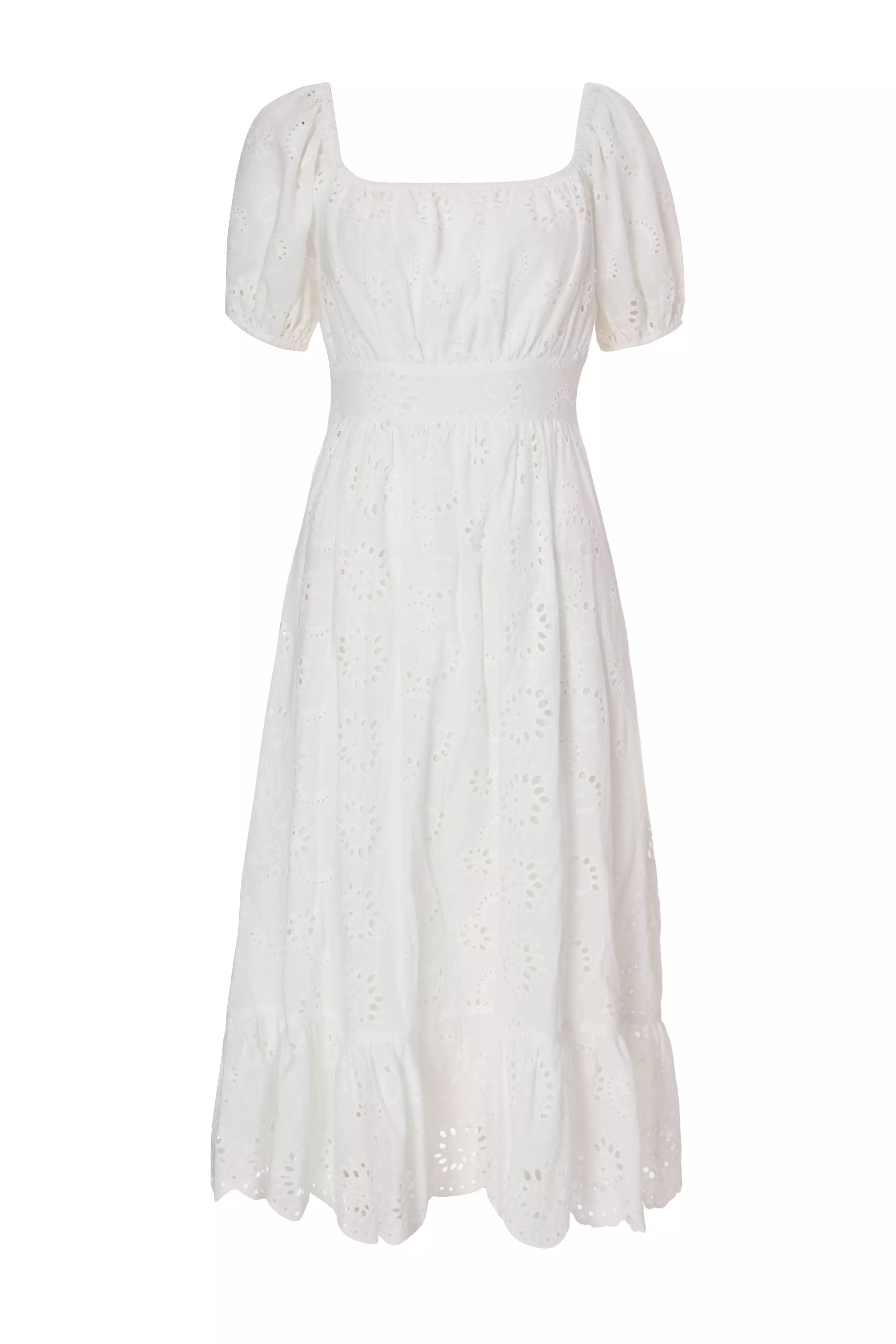 Petite White Embroidered Dress