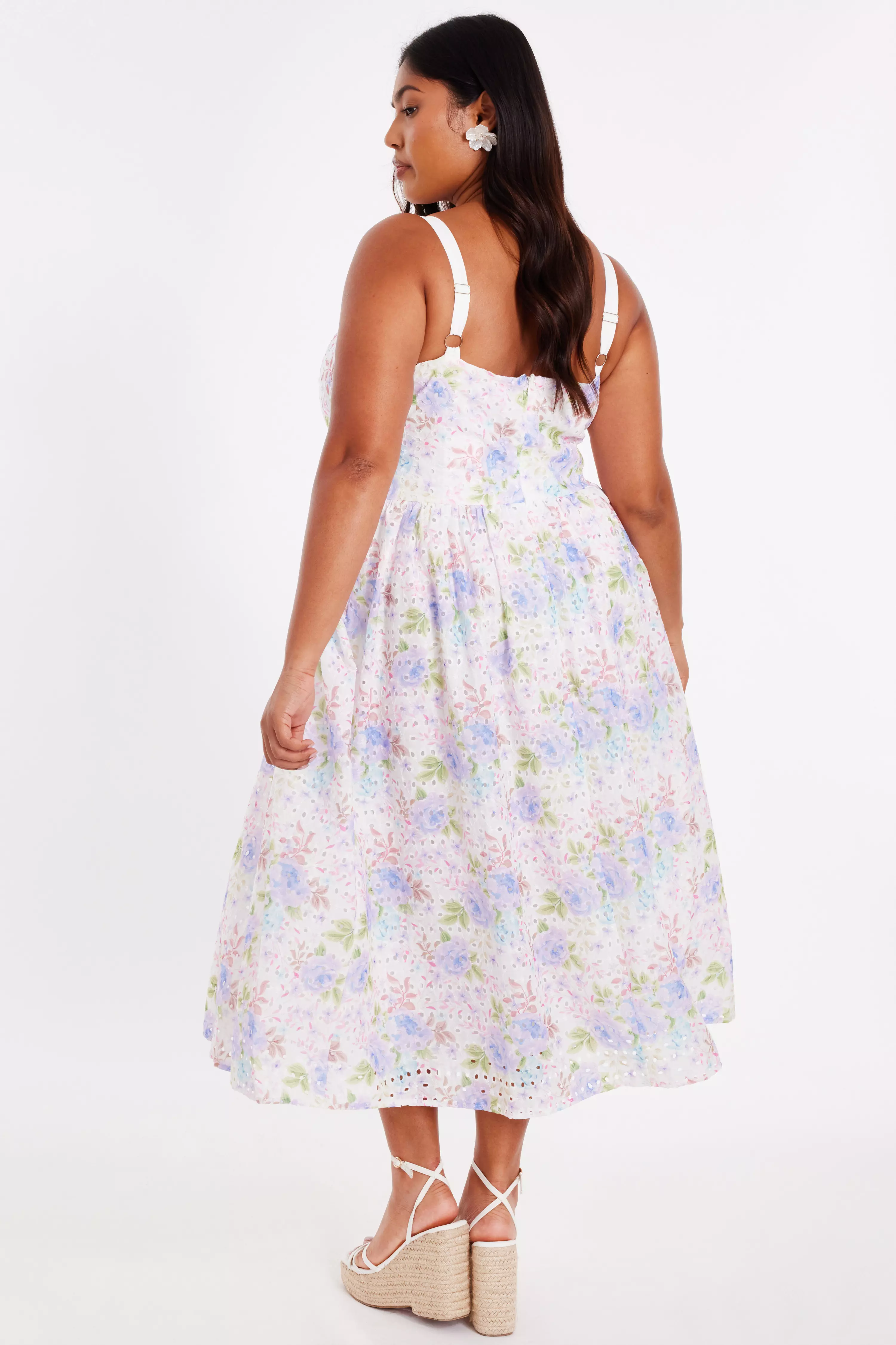 Curve Floral Embroidered Midi Dress
