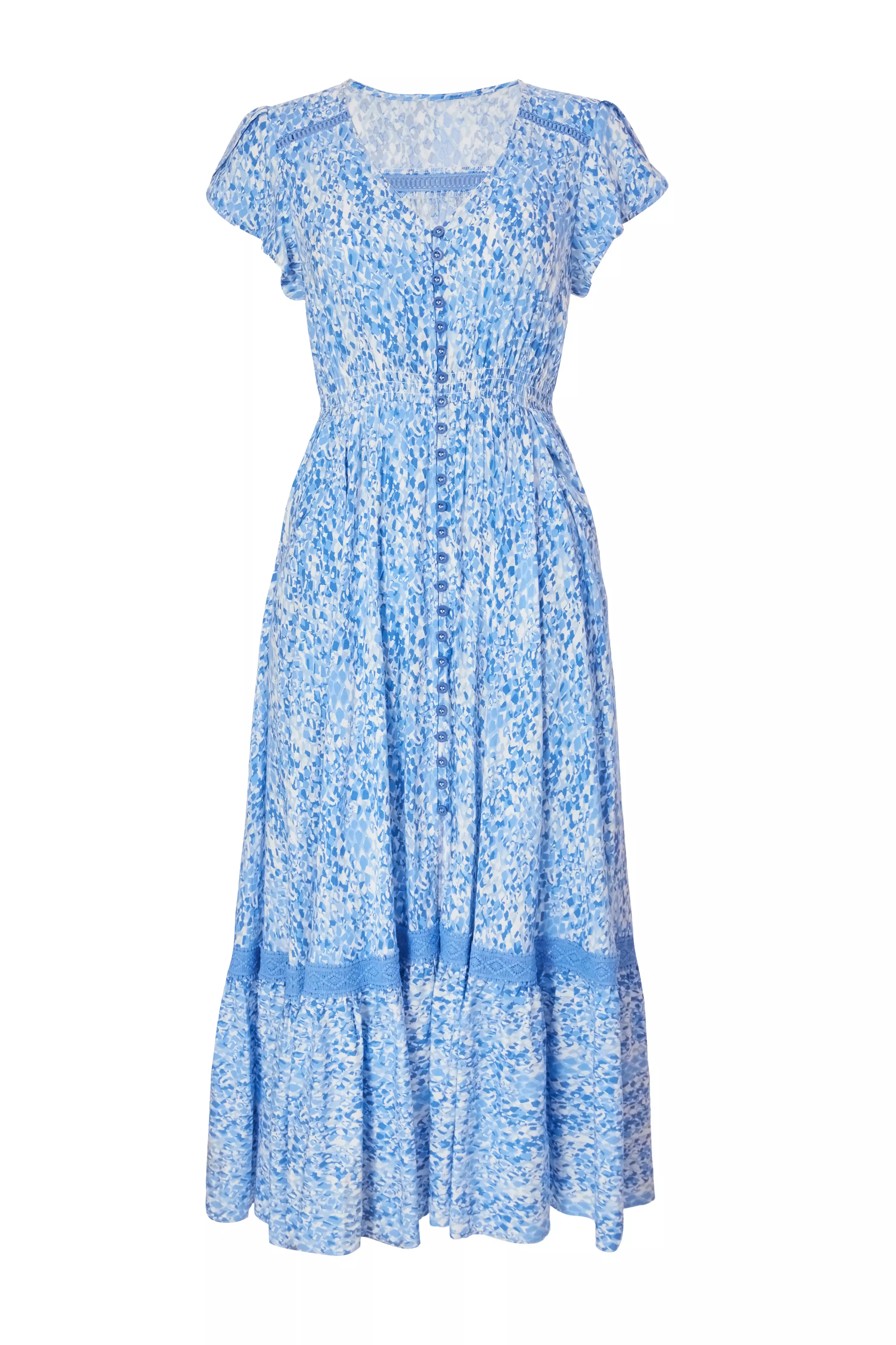 Petite Blue Animal Print Midaxi Dress
