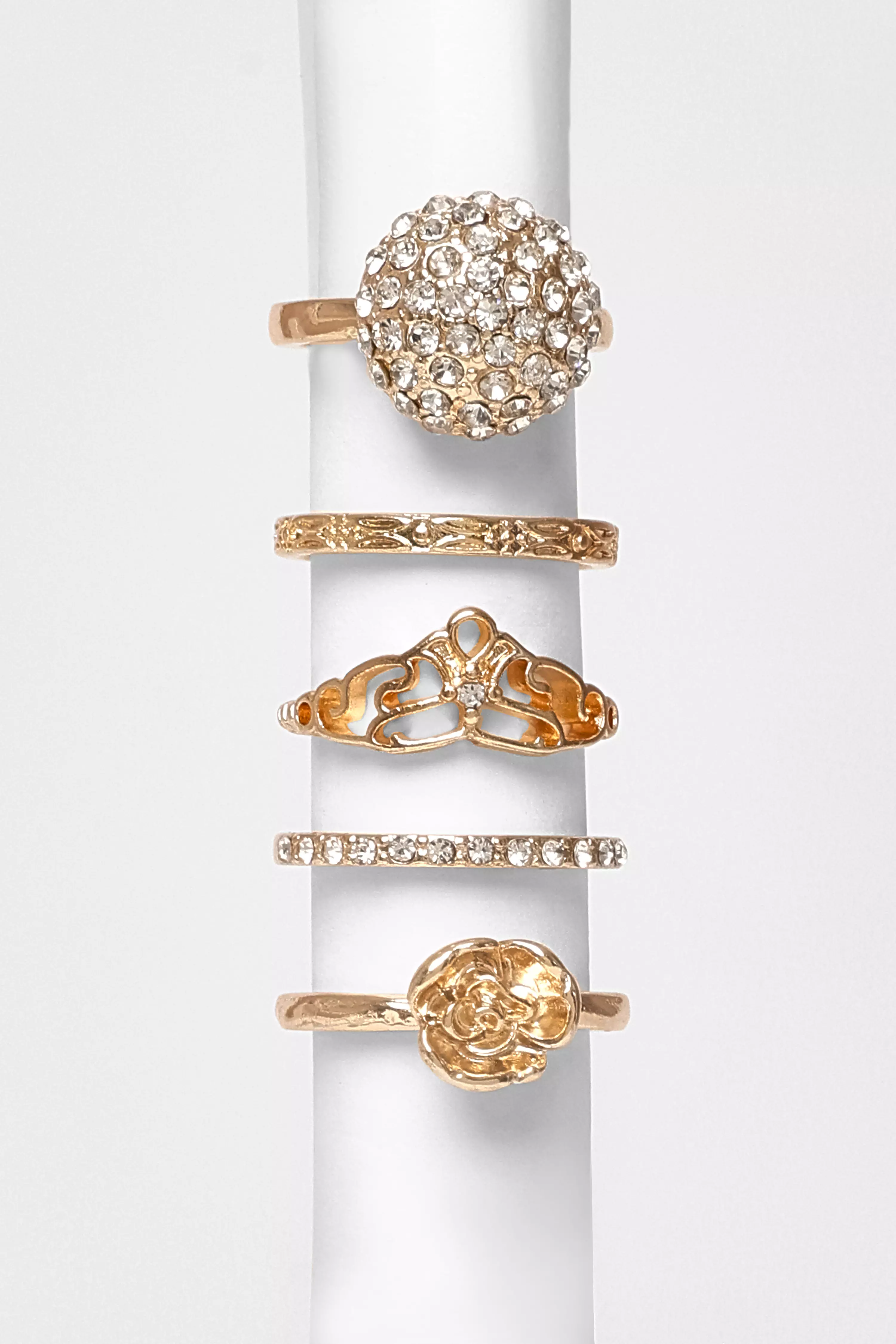Gold Diamante Ring Set