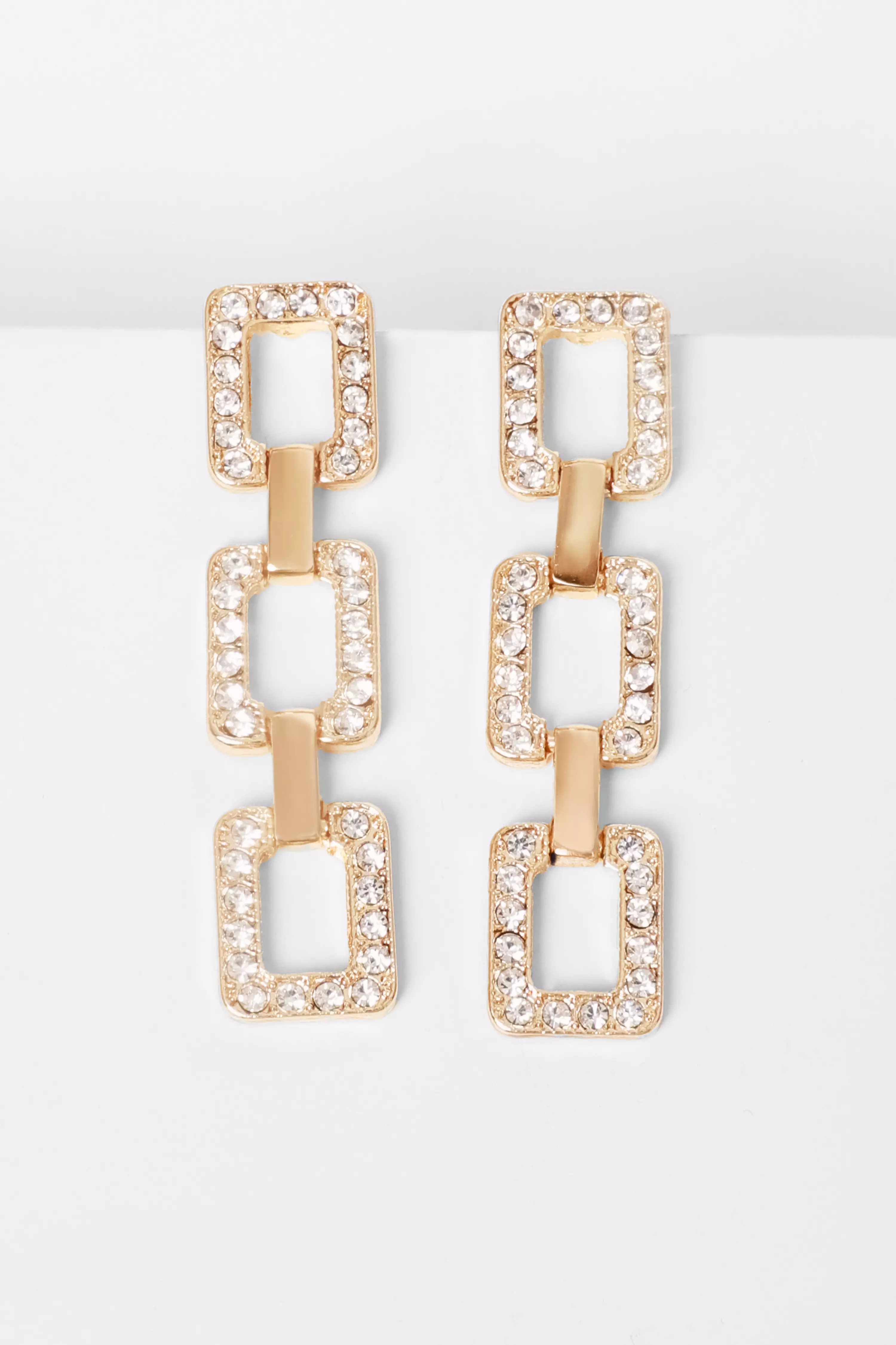 Gold Diamante Square Jewellery Set