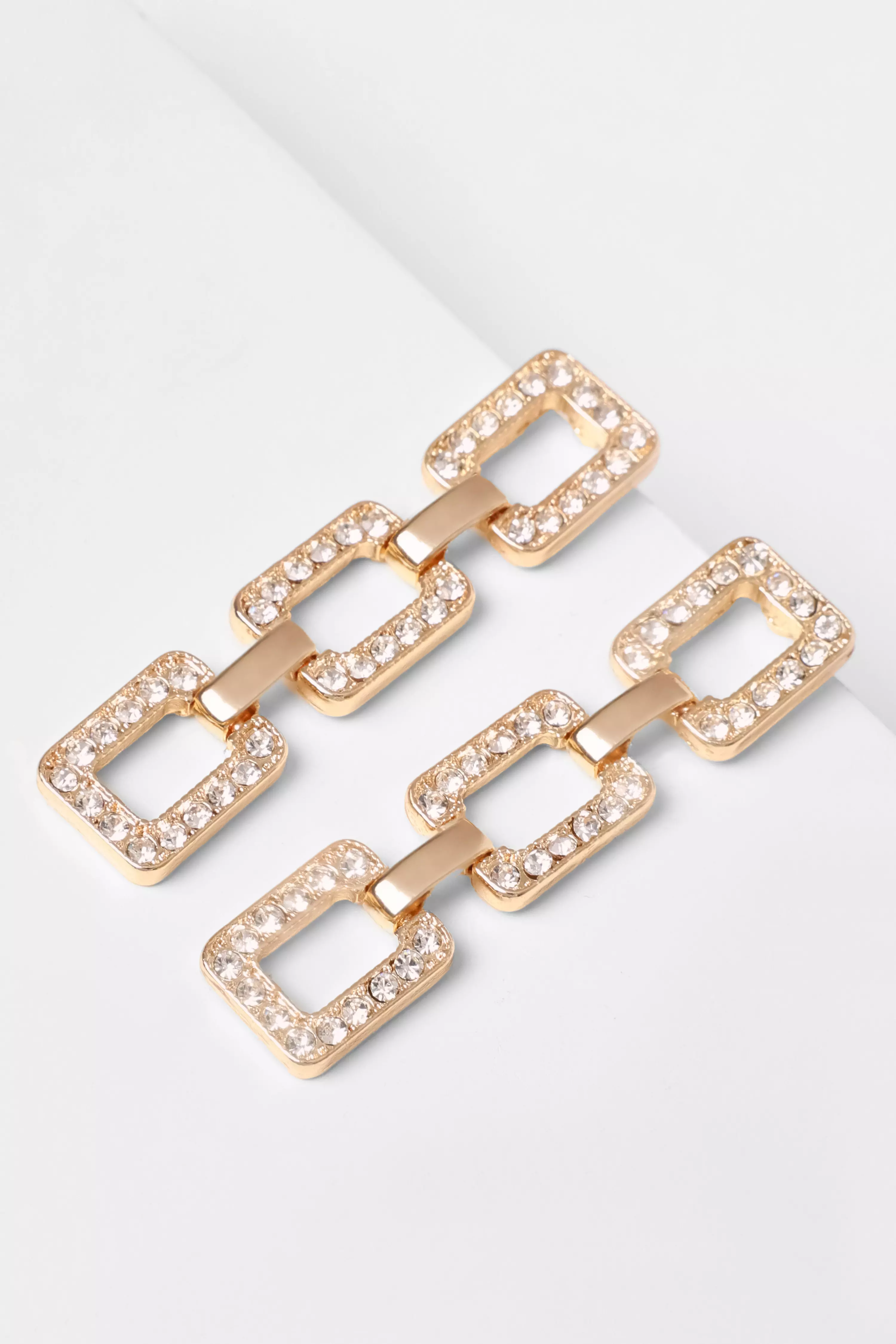 Gold Diamante Square Jewellery Set