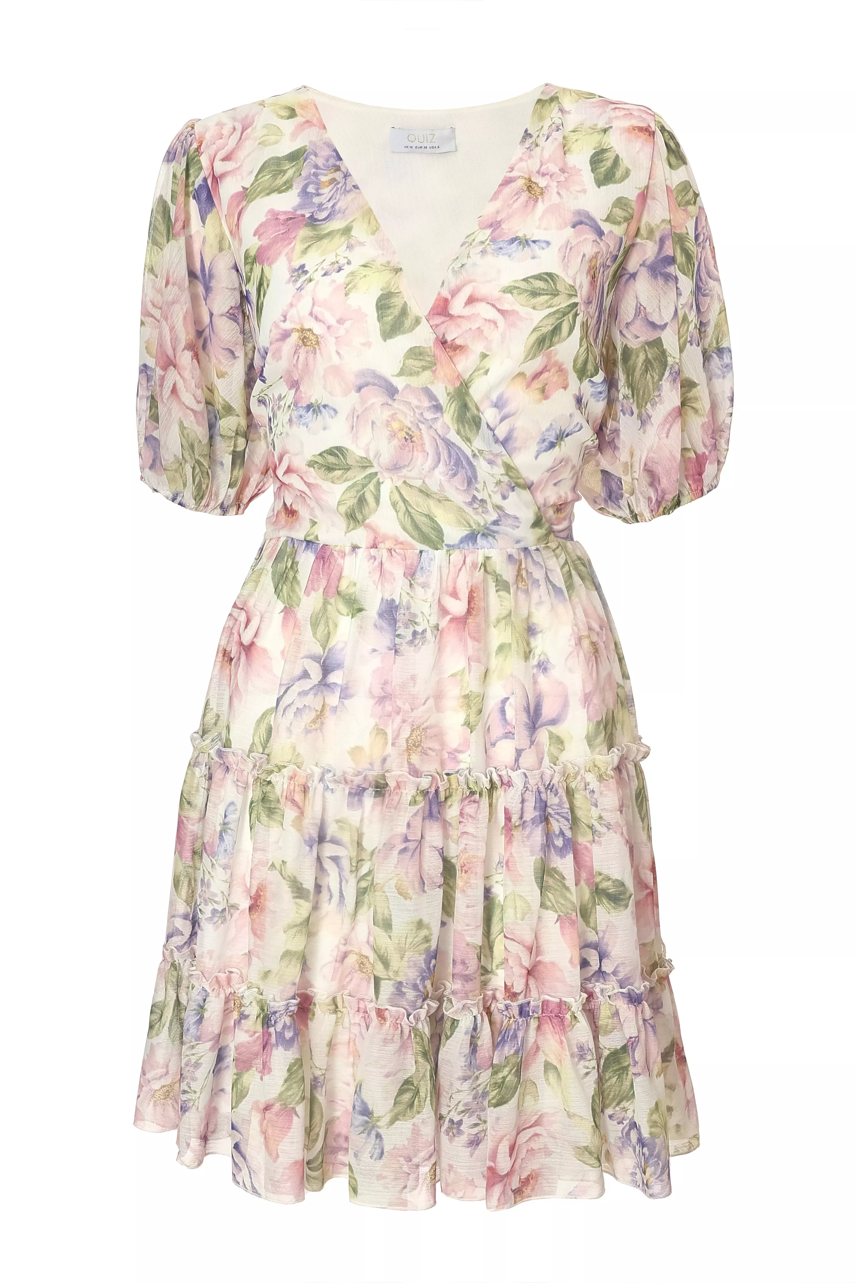 Floral Chiffon Frill Mini Dress