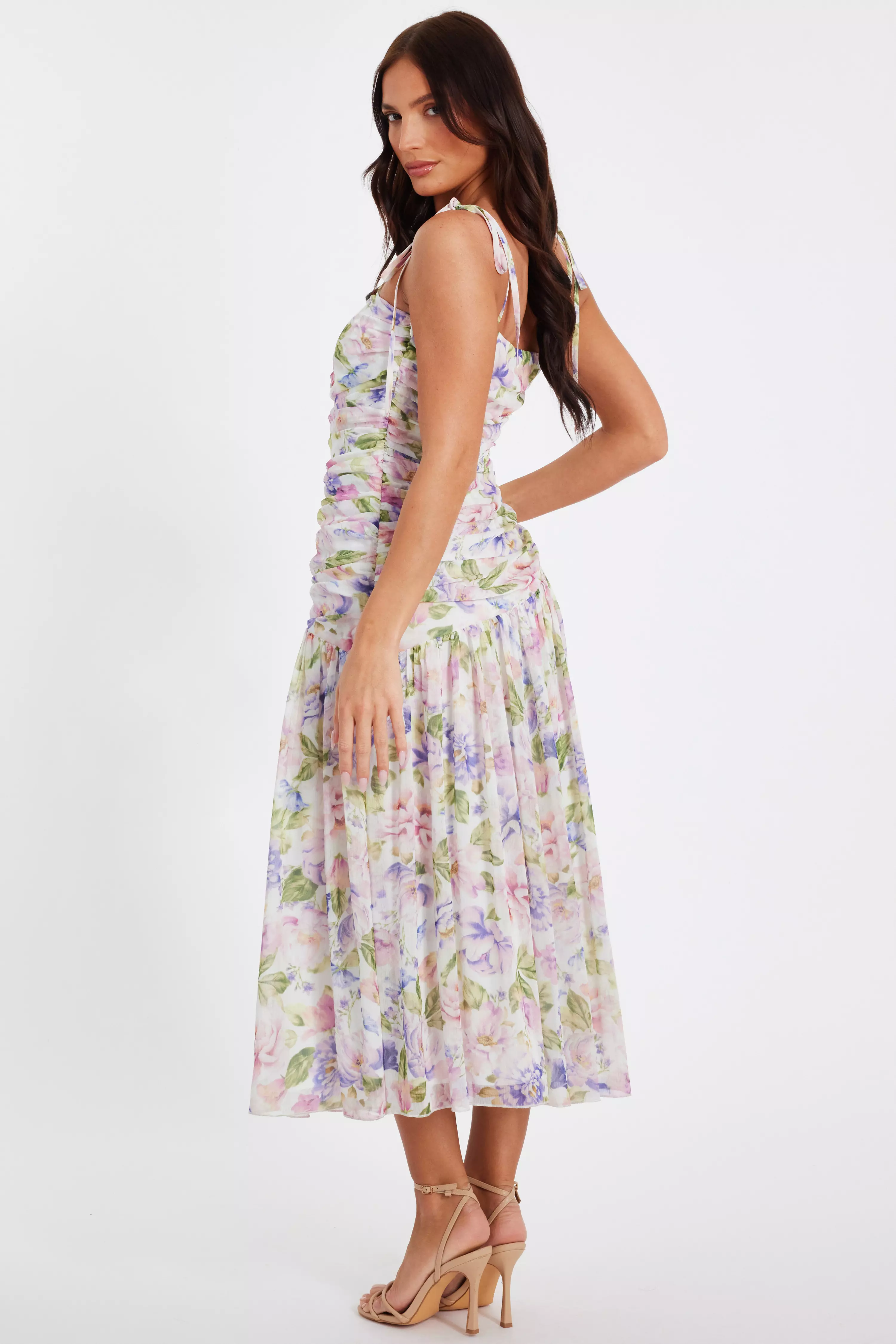 Multi Chiffon Ruched Midaxi Dress