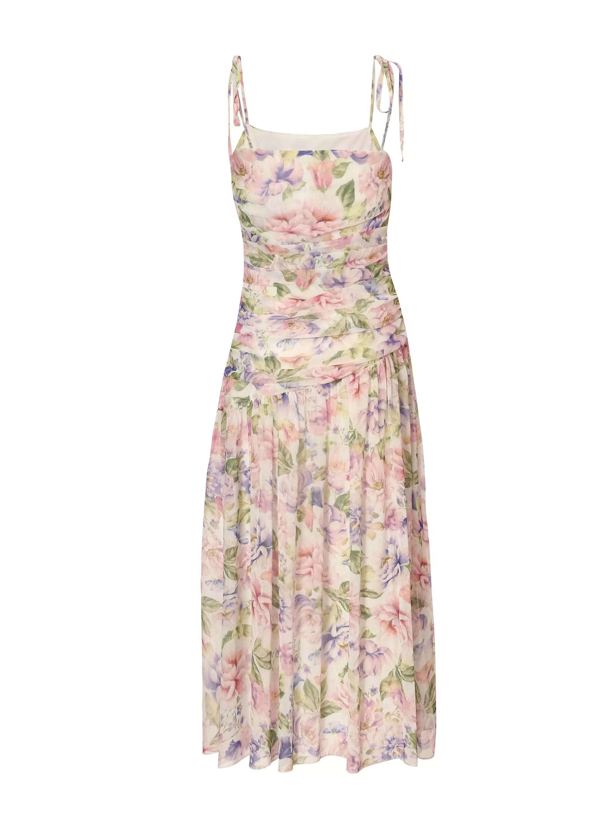 Multi Chiffon Ruched Midaxi Dress
