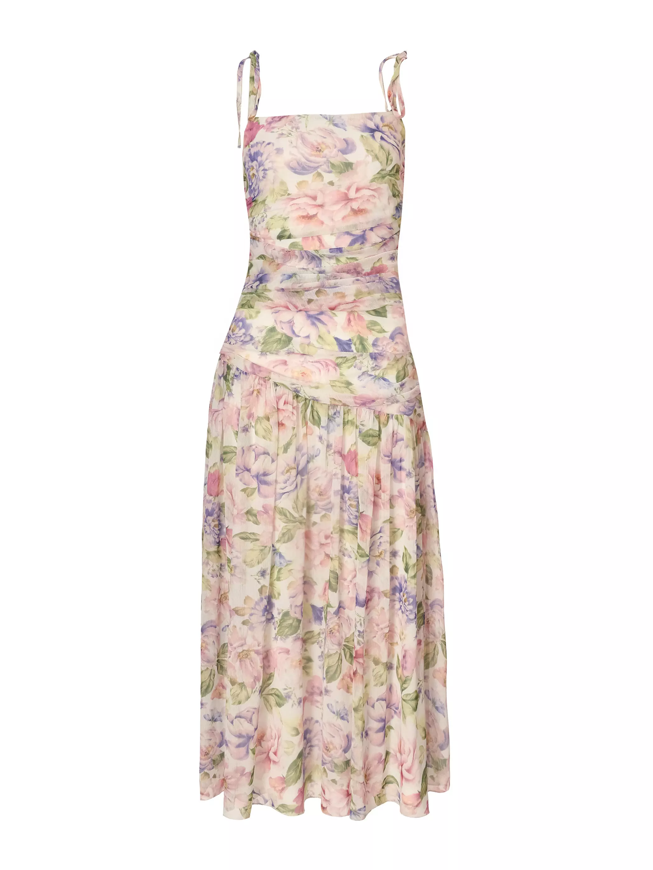Multi Chiffon Ruched Midaxi Dress