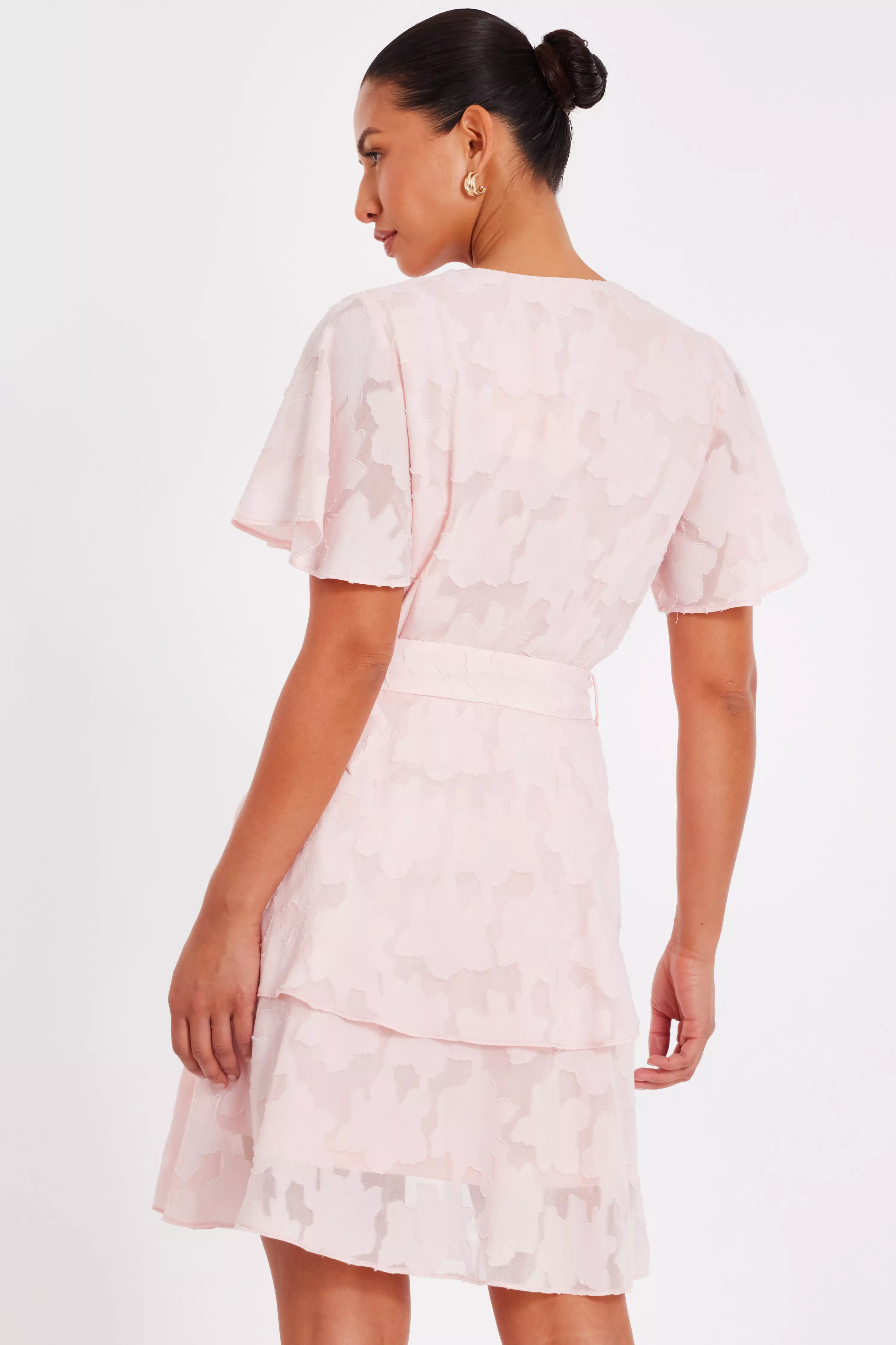 Pale Pink Belted Skater Dress