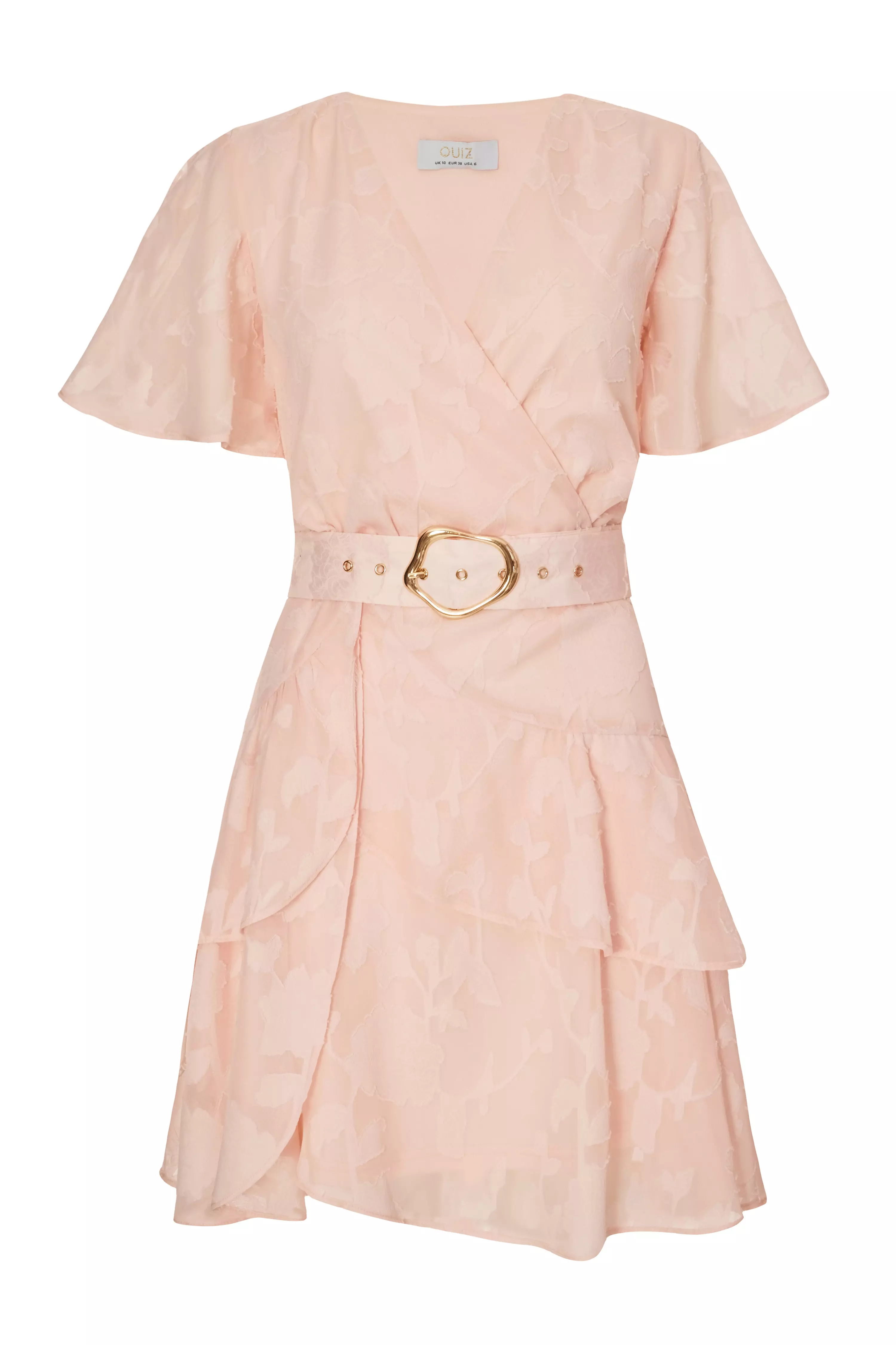 Pale Pink Belted Skater Dress