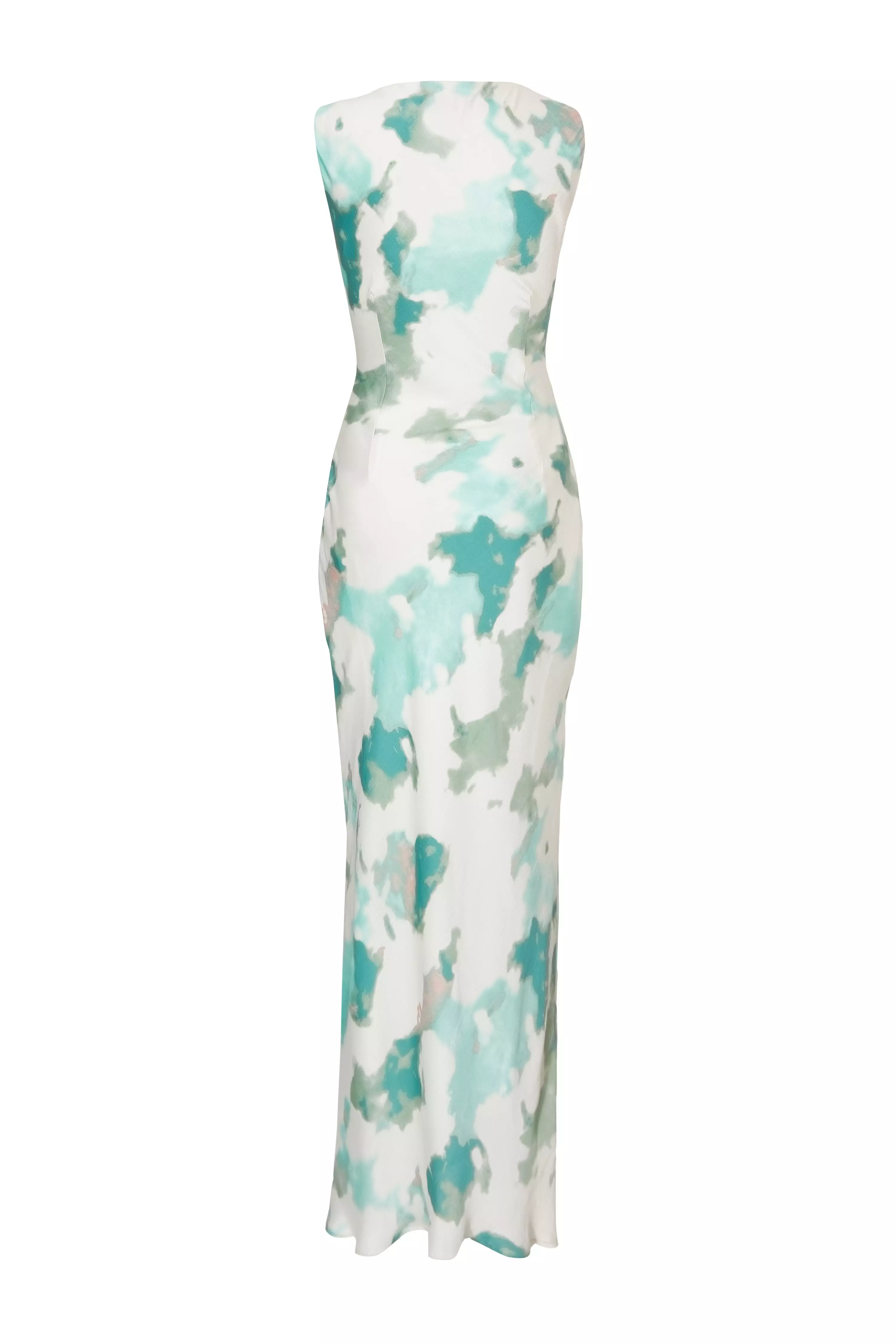 Green Satin Marble Midaxi Dress