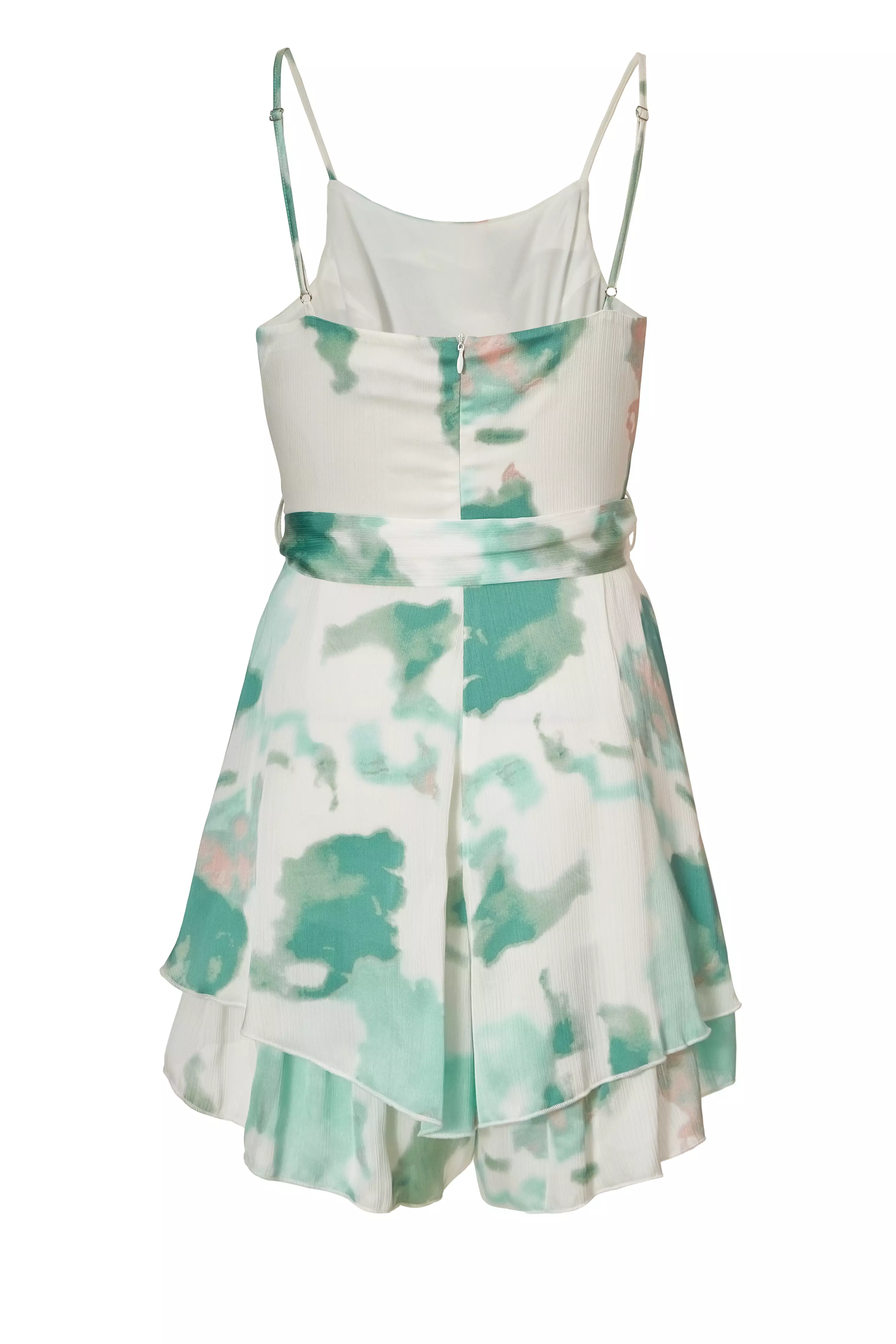 Sage Satin Marble Print Playsuit