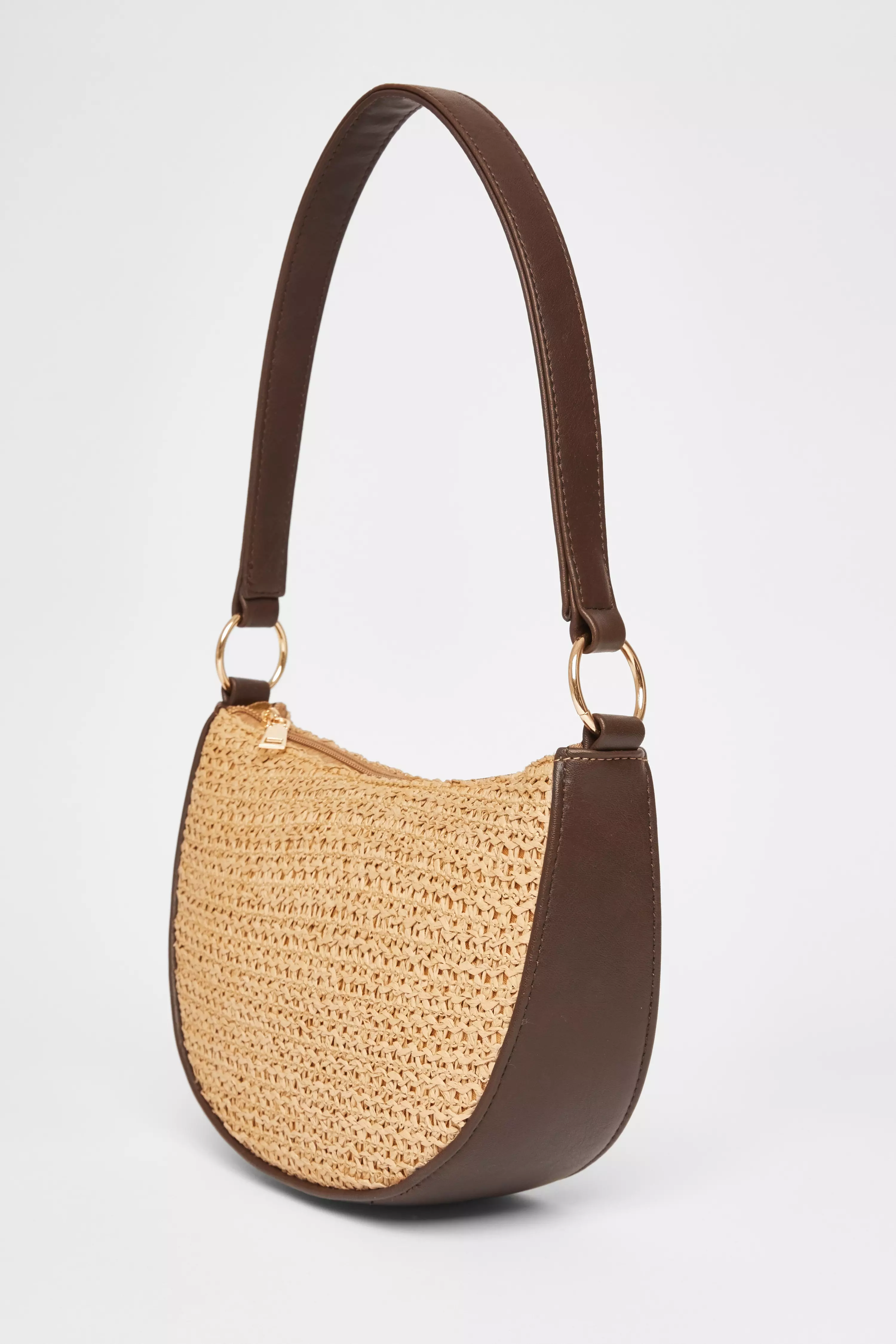Brown Woven Shoulder Bag
