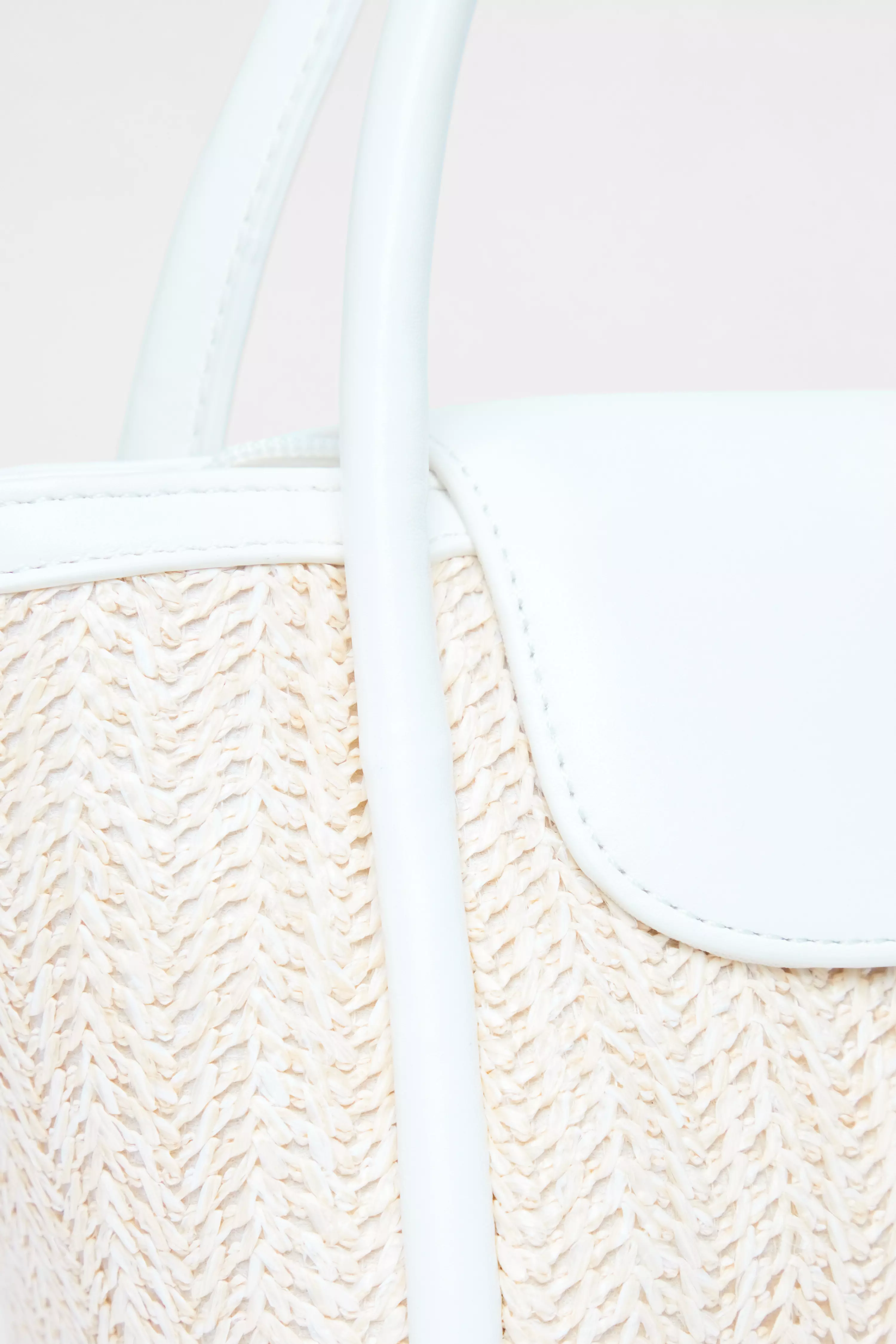 White Woven Top Handle Bag