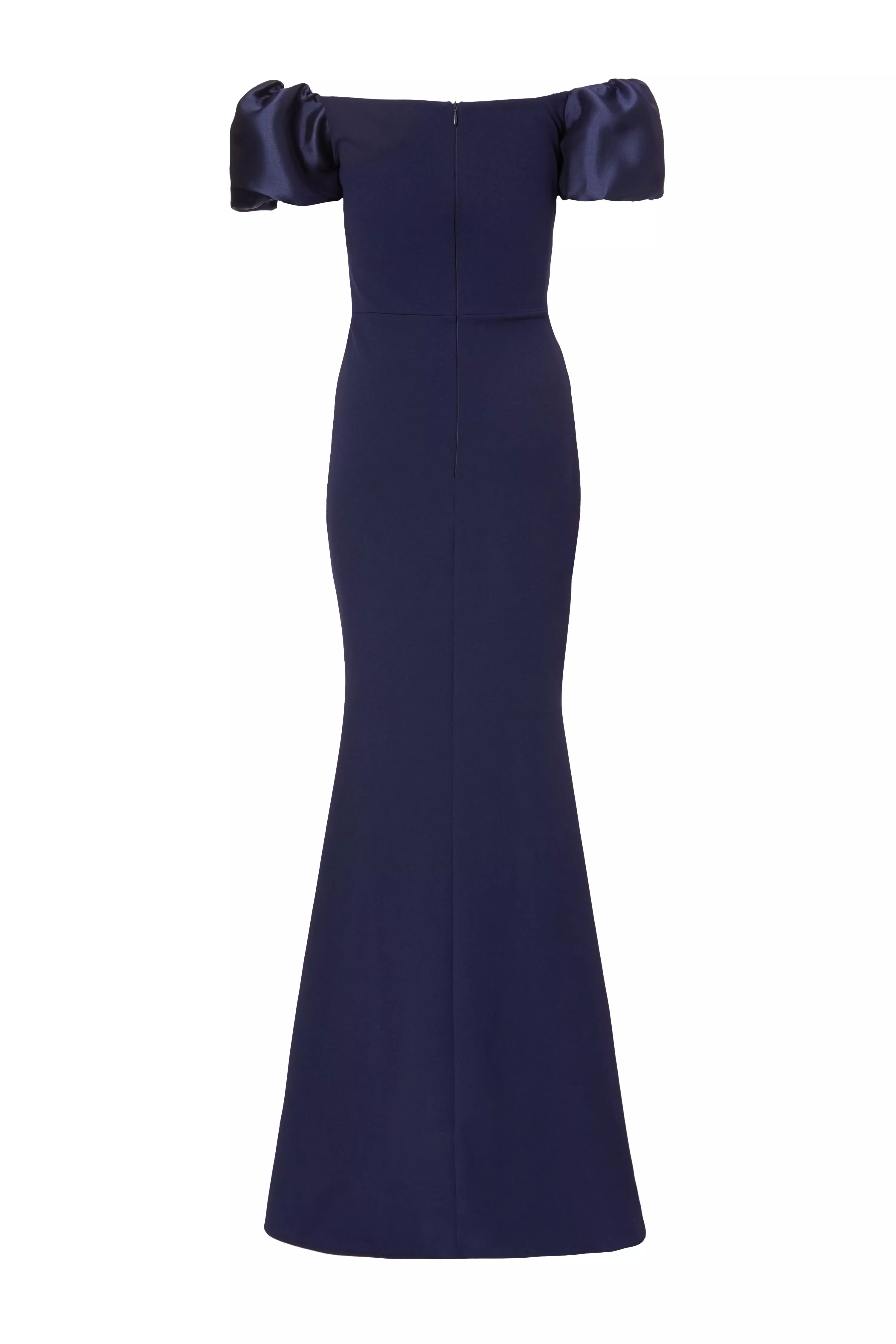 Navy Puff Sleeve Maxi Dress