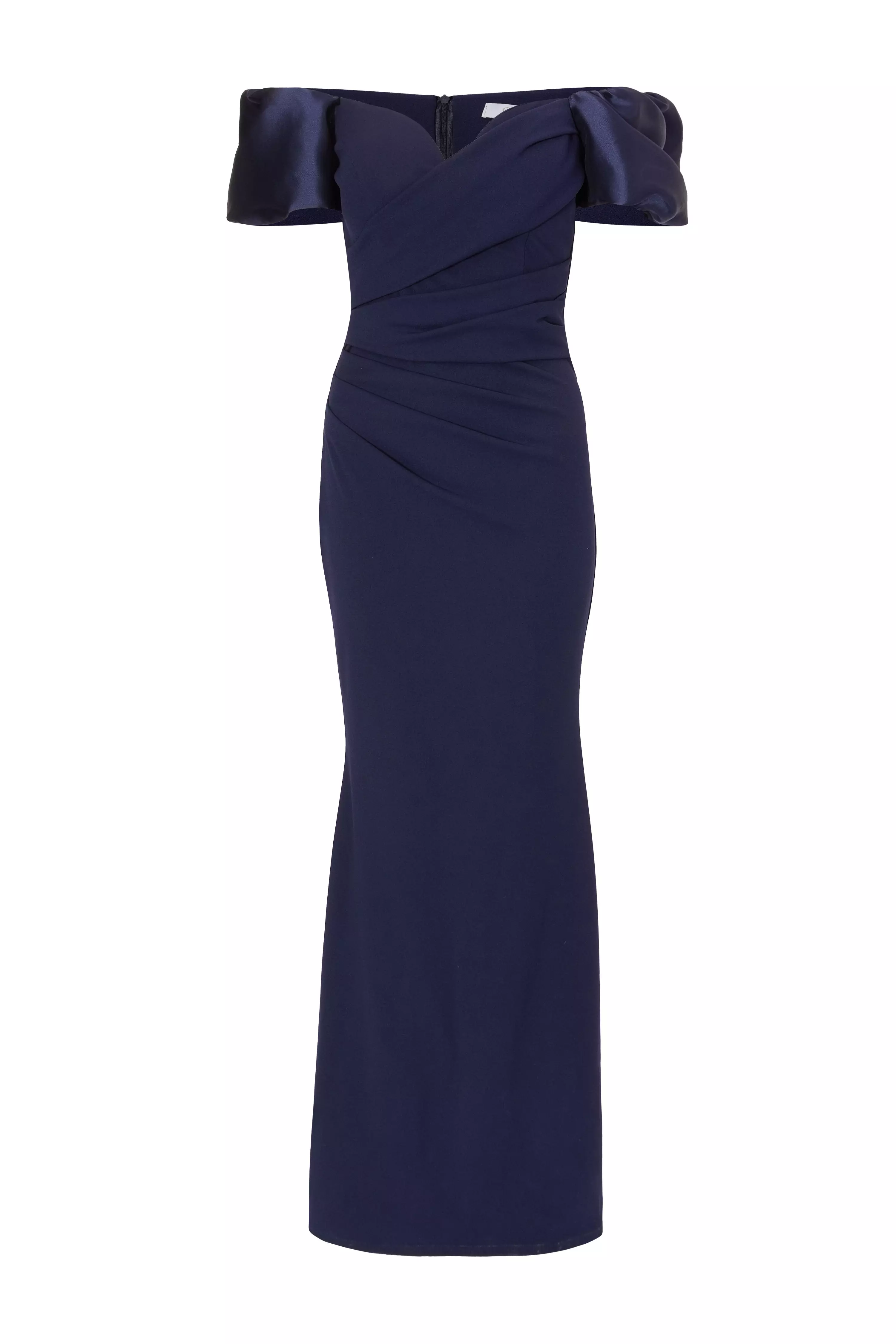 Navy Puff Sleeve Maxi Dress