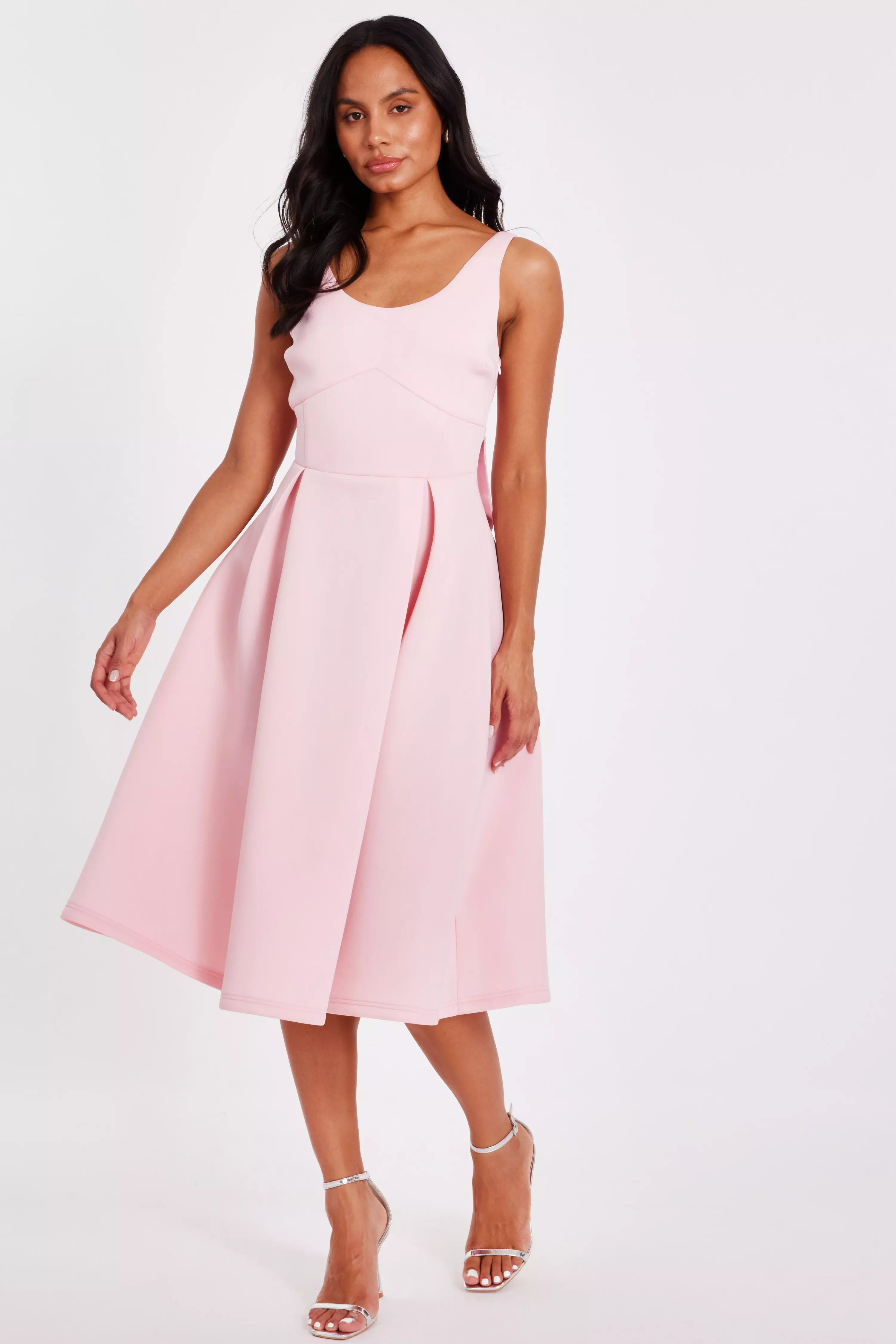 Pink Bow Back Midi Dress
