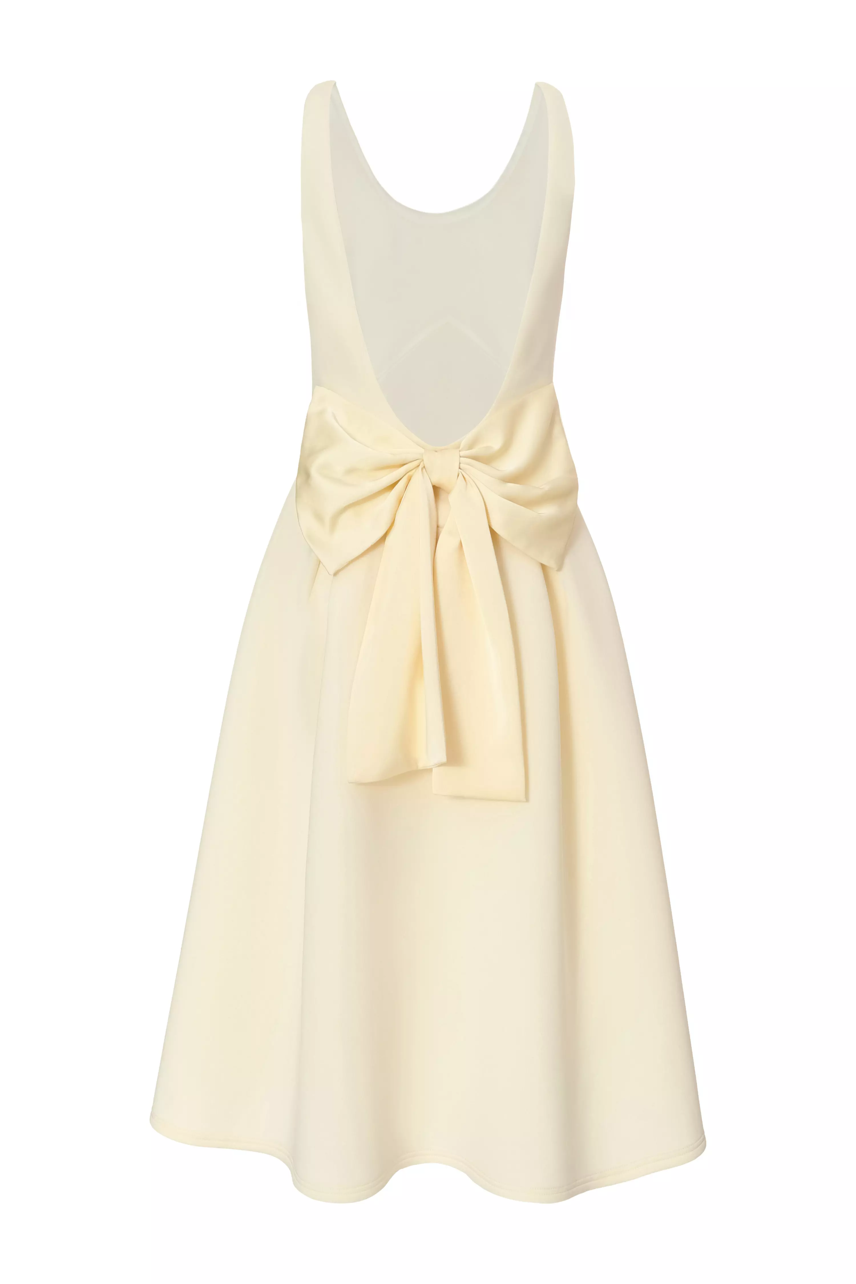 Light Yellow Bow Back Midi Dress