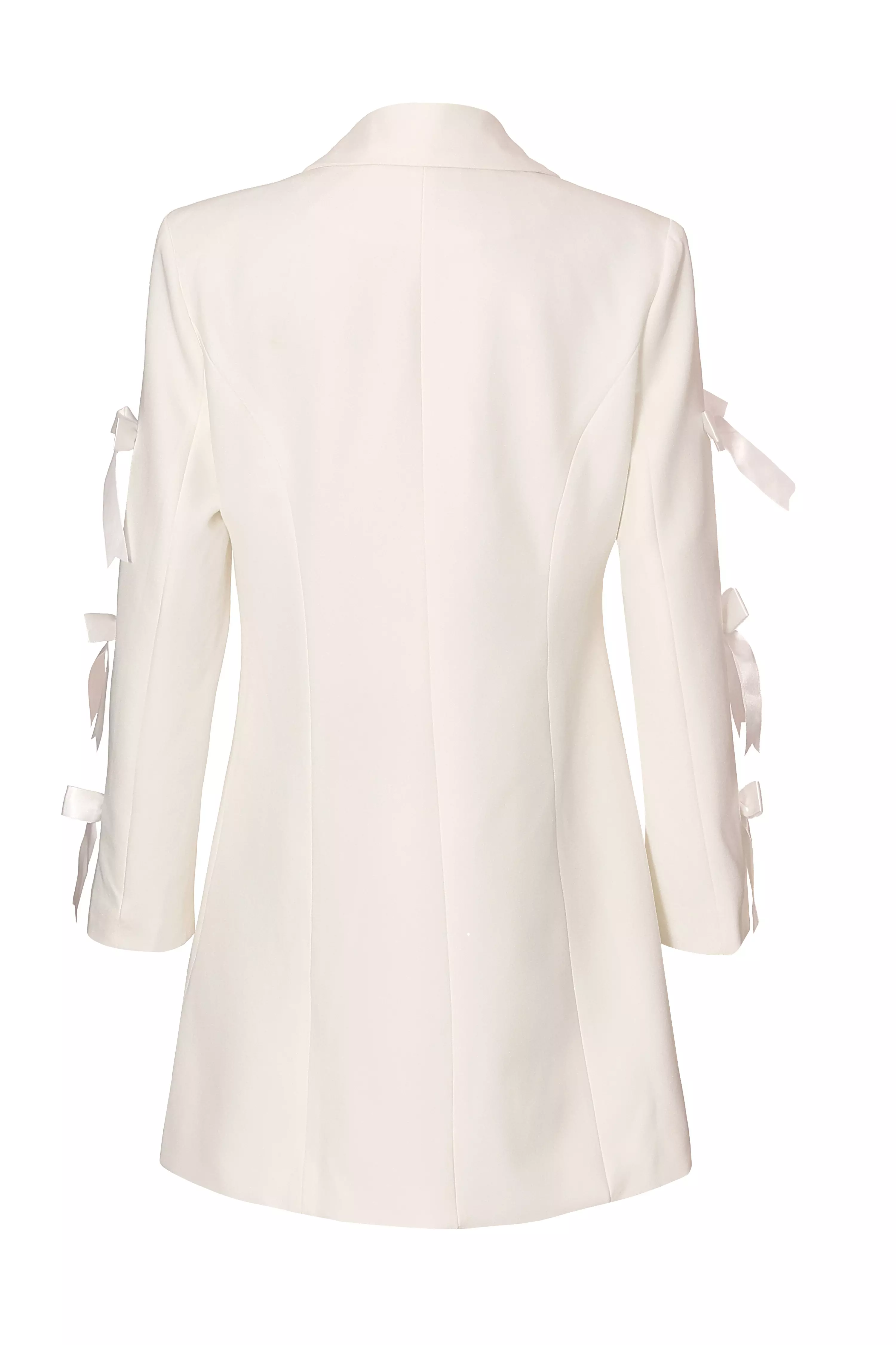 White Bow Sleeve Blazer Dress