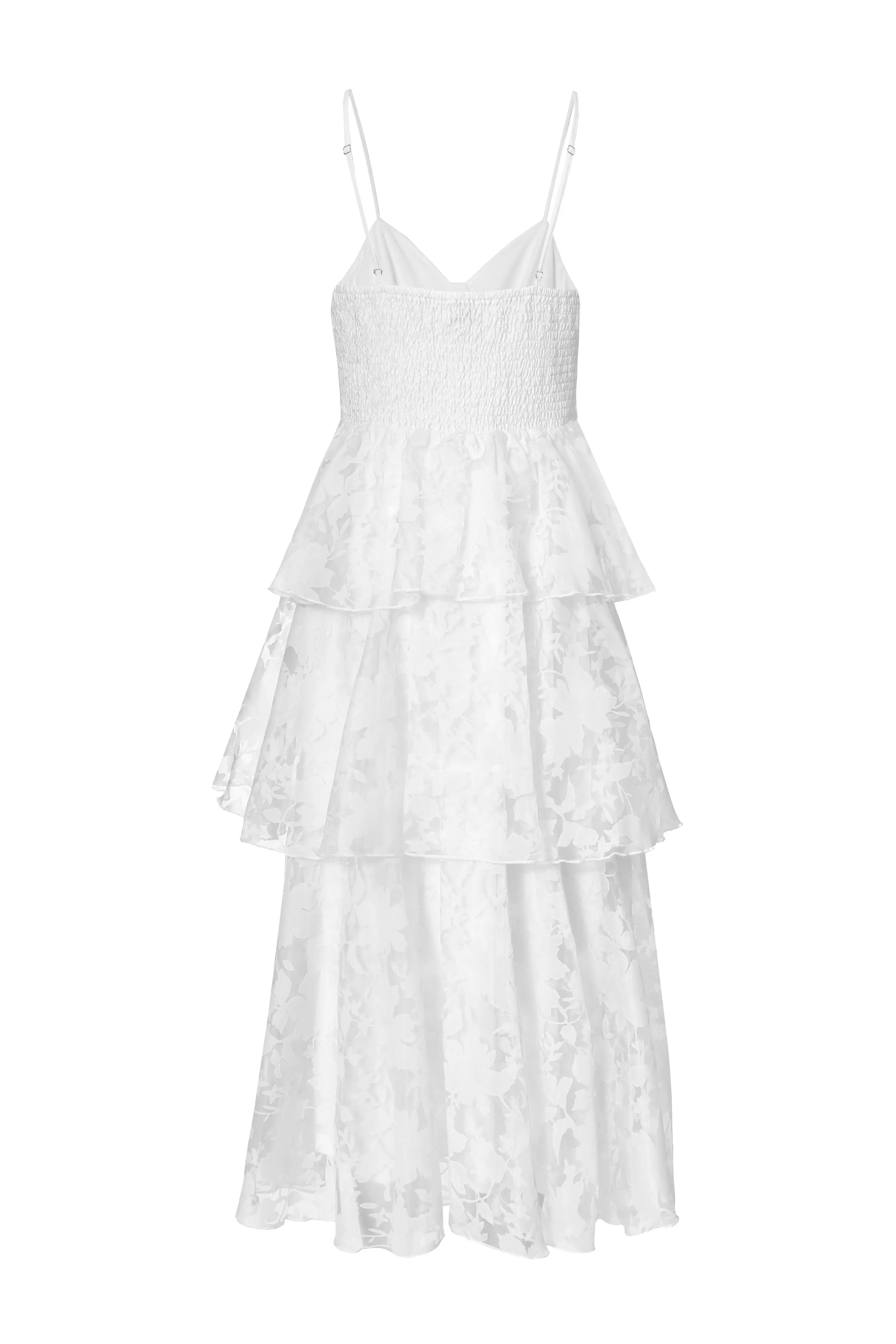 White Chiffon Floral Midaxi Dress