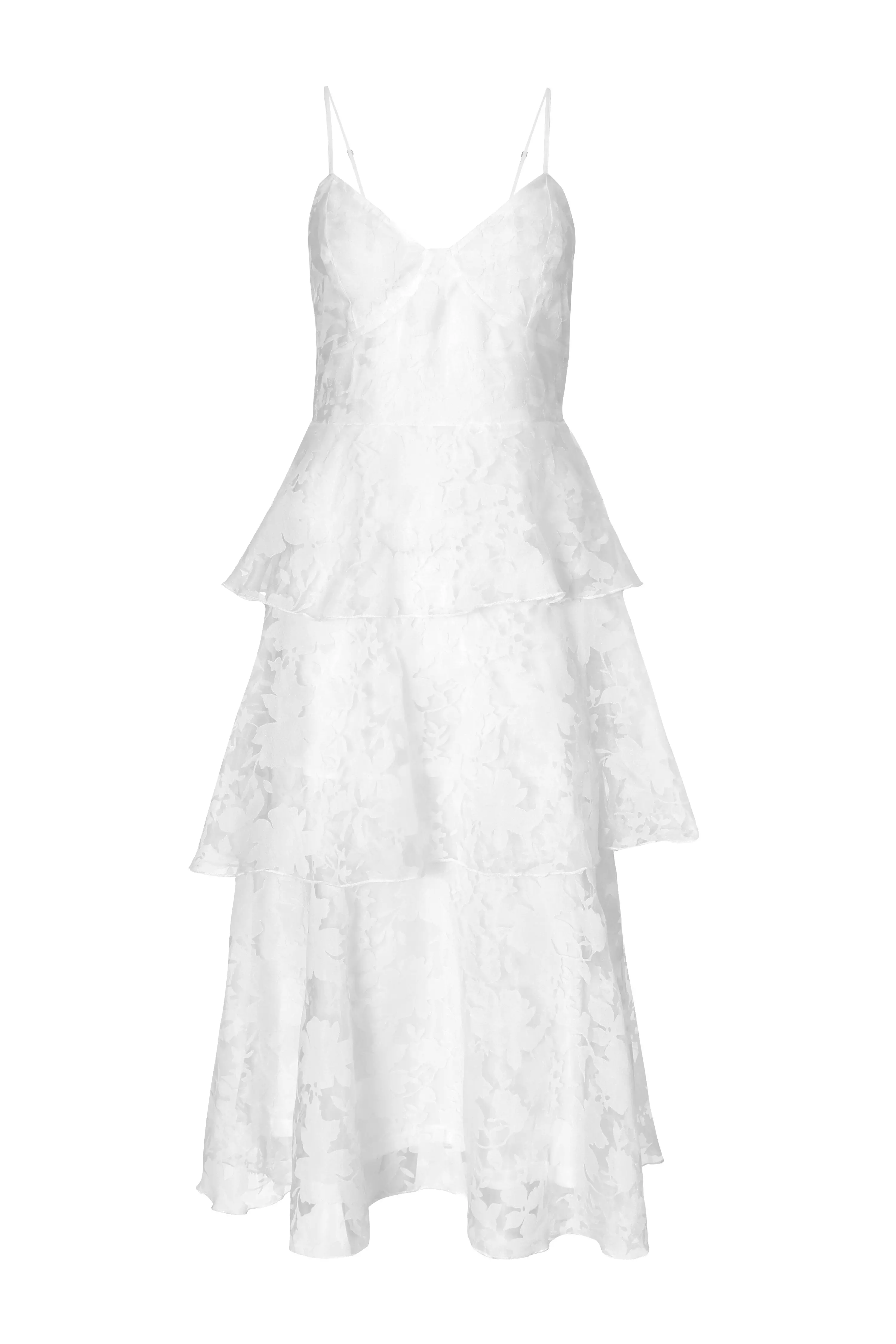 White Chiffon Floral Midaxi Dress