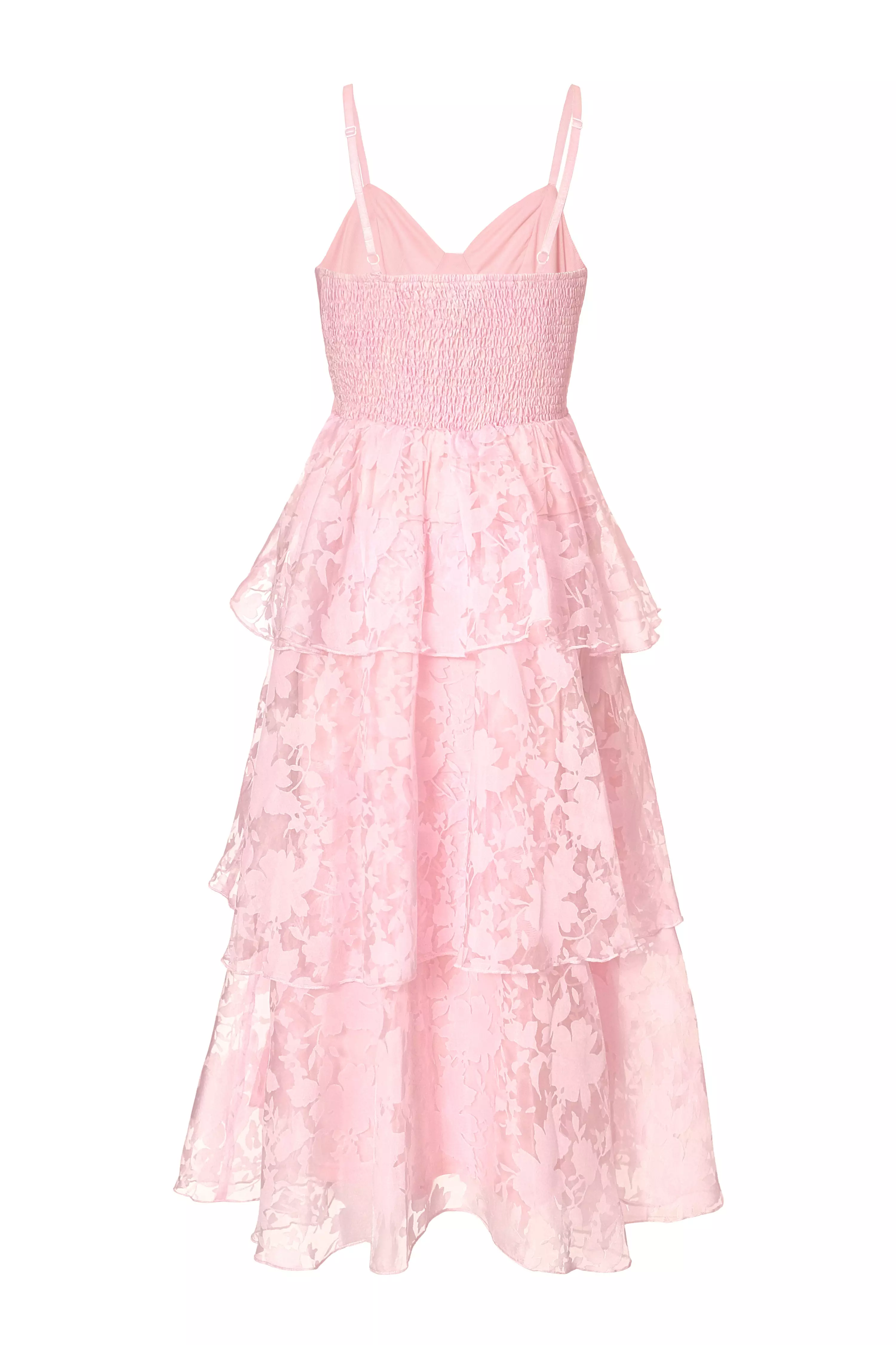 Pink Chiffon Floral Midaxi Dress