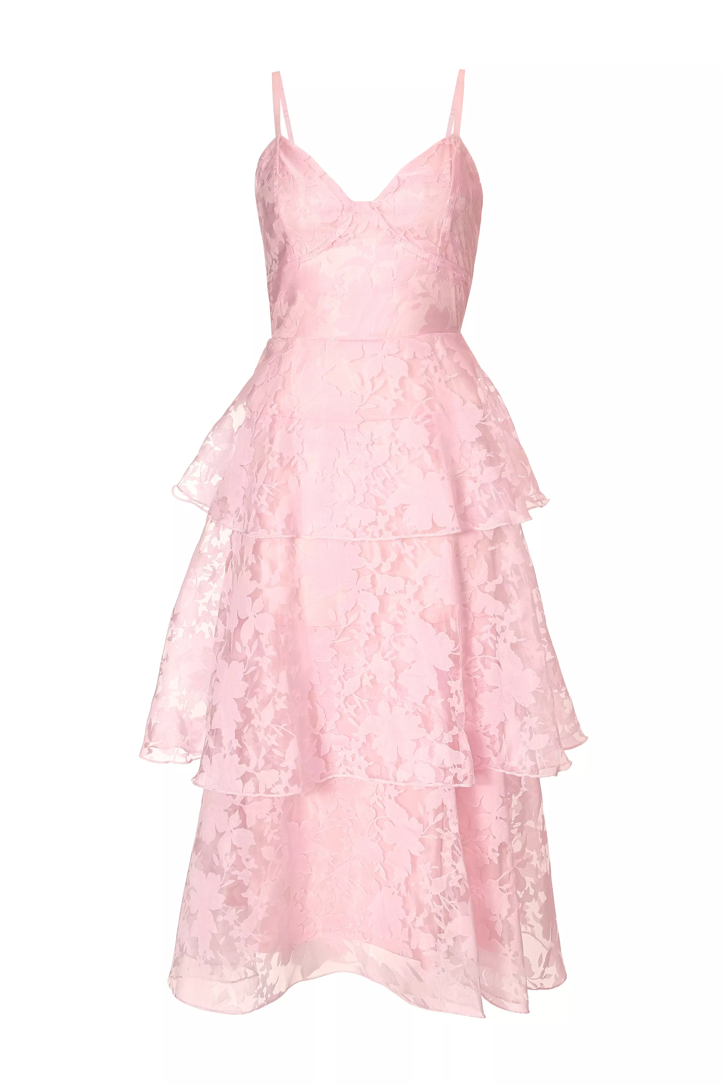 Pink Chiffon Floral Midaxi Dress