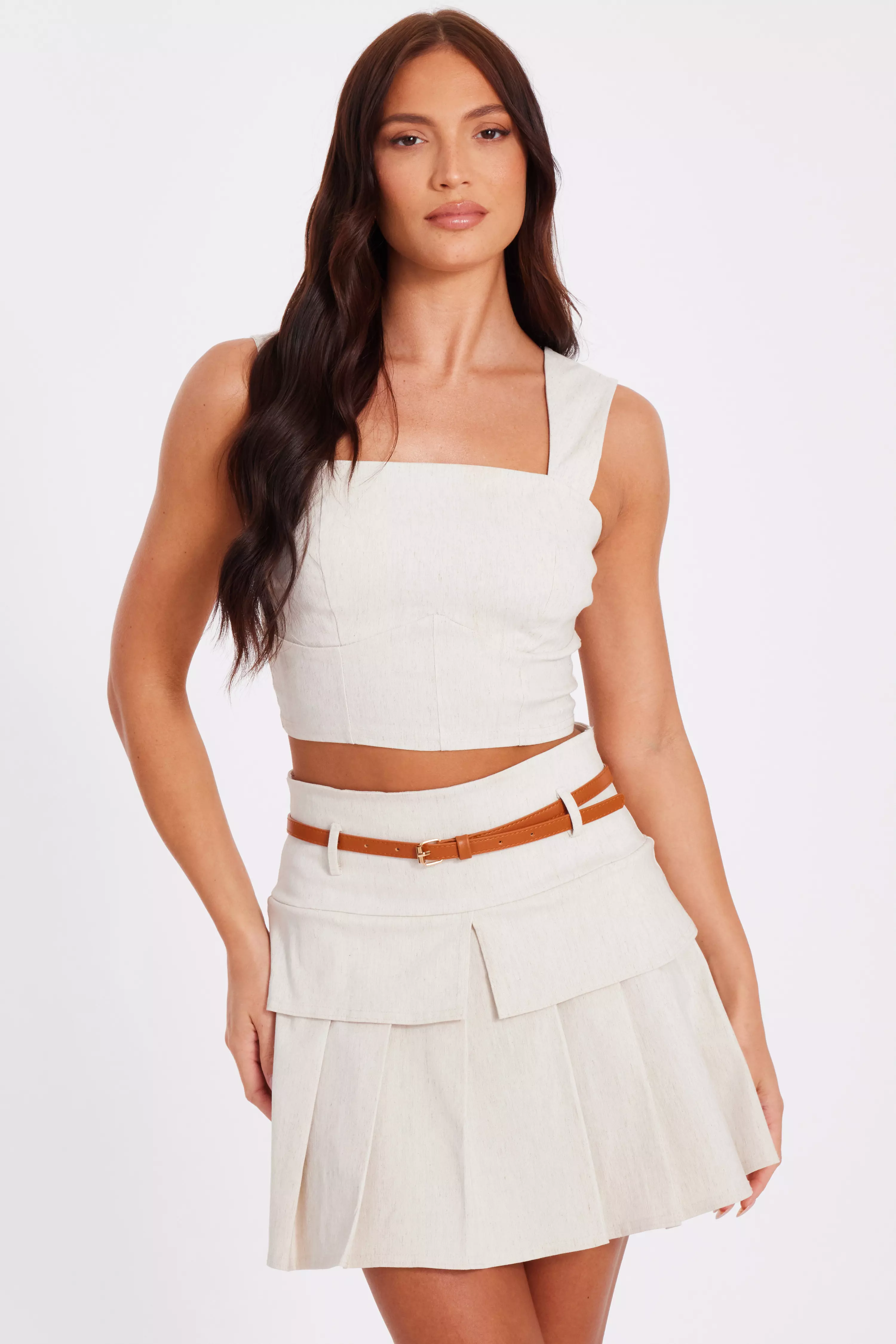 Stone Linen Crop Top