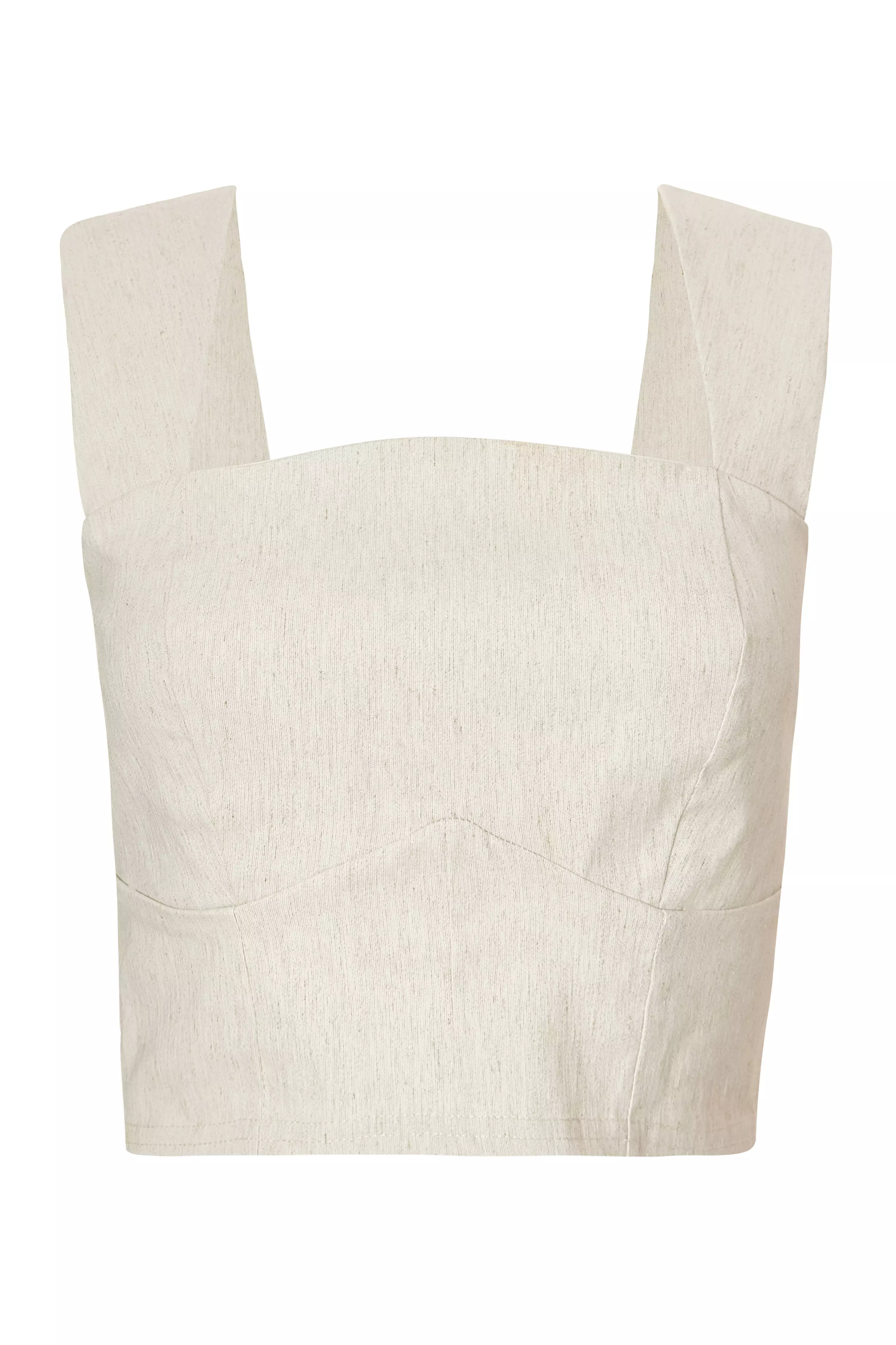 Stone Linen Crop Top