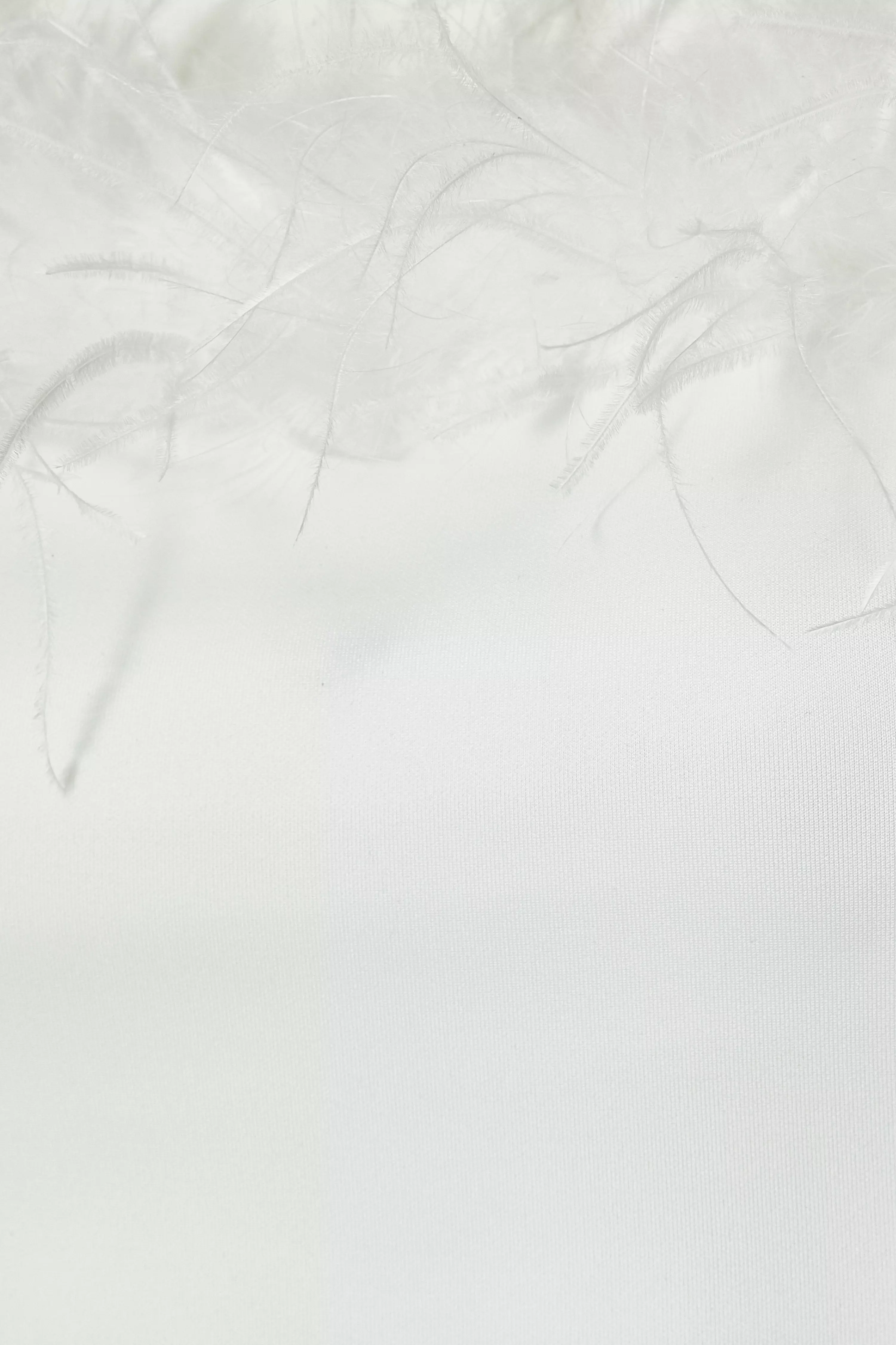 White Feather Trim Midaxi Dress
