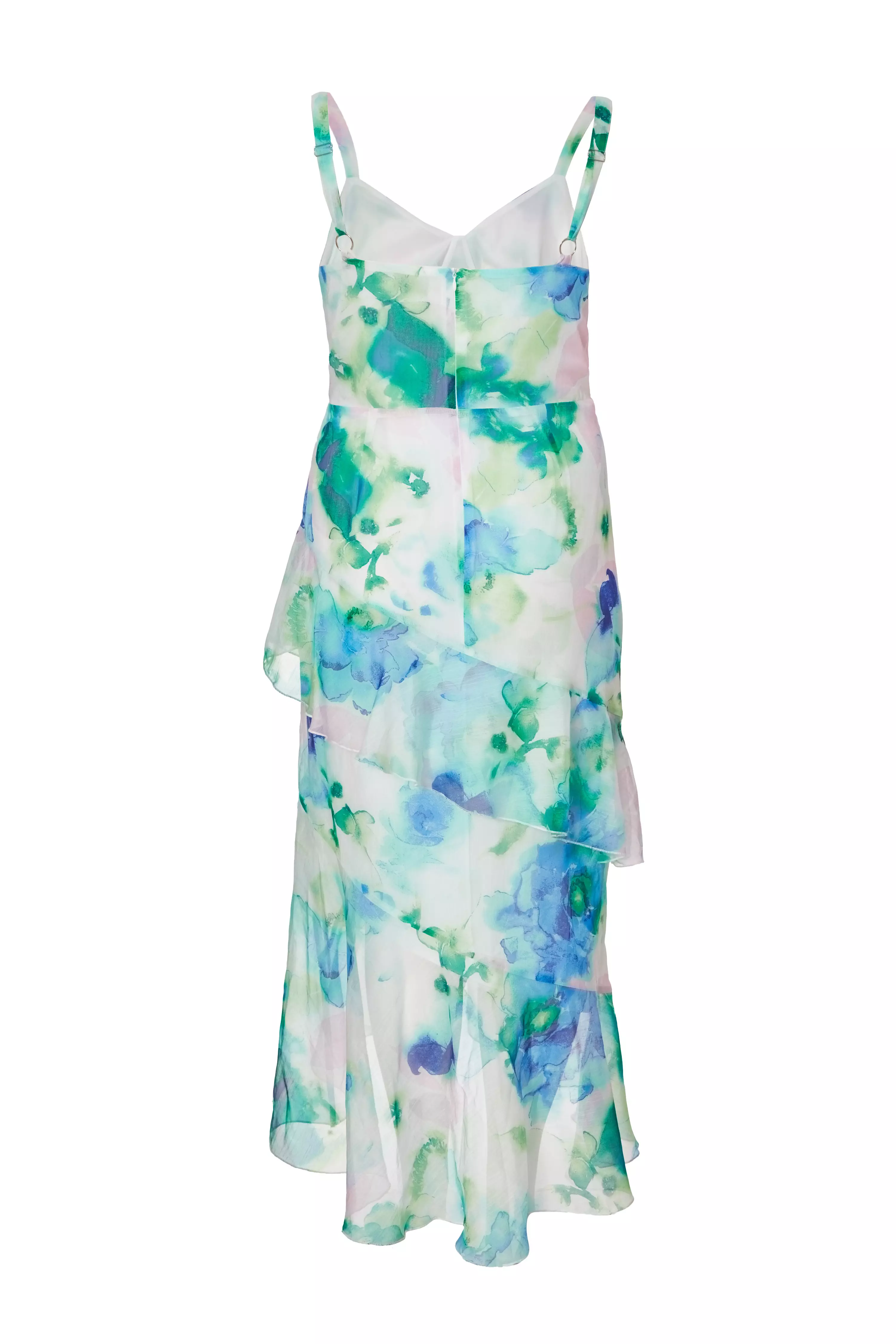 Curve Blue Floral Chiffon Midaxi Dress