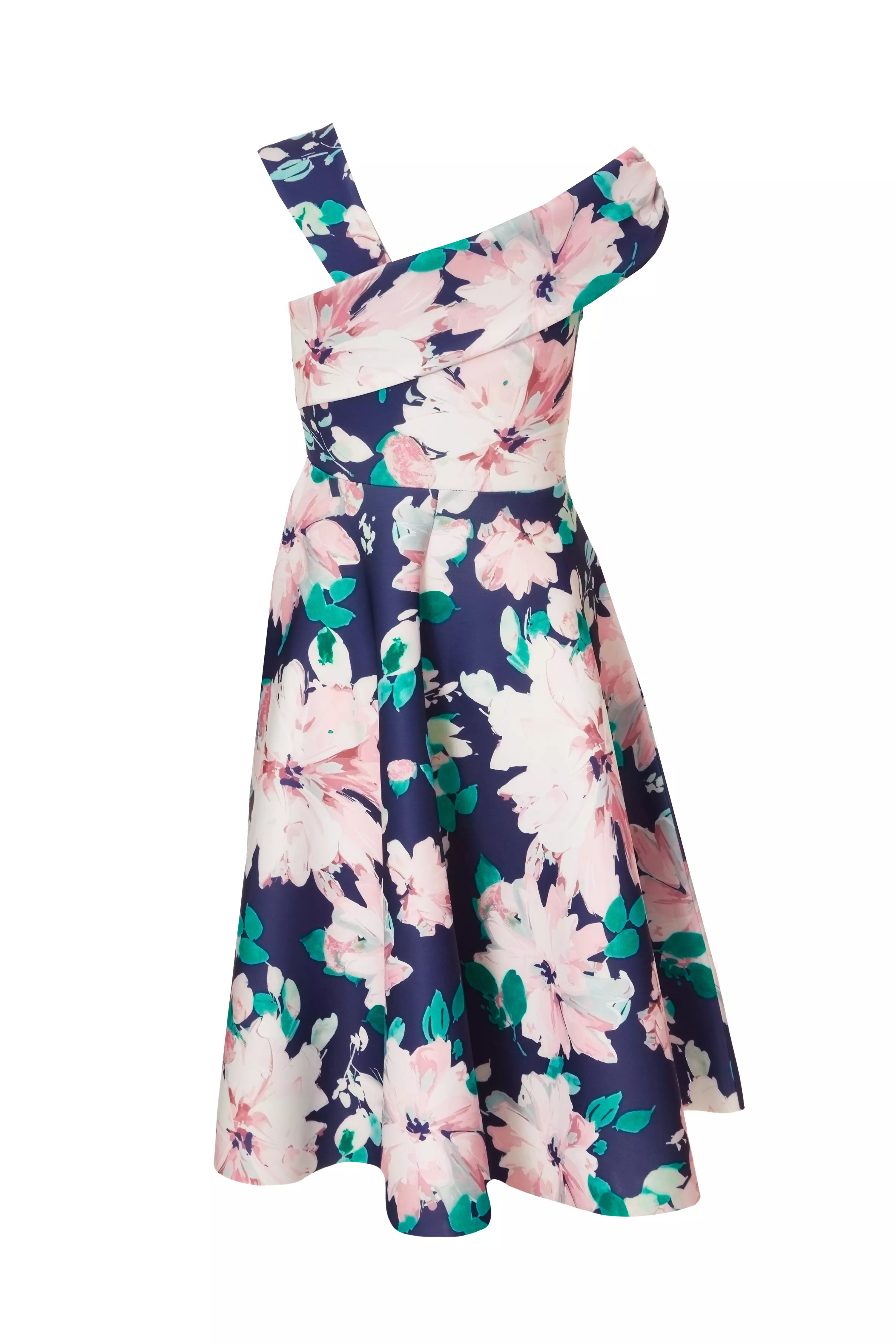 Petite Navy Floral Print Skater Dress
