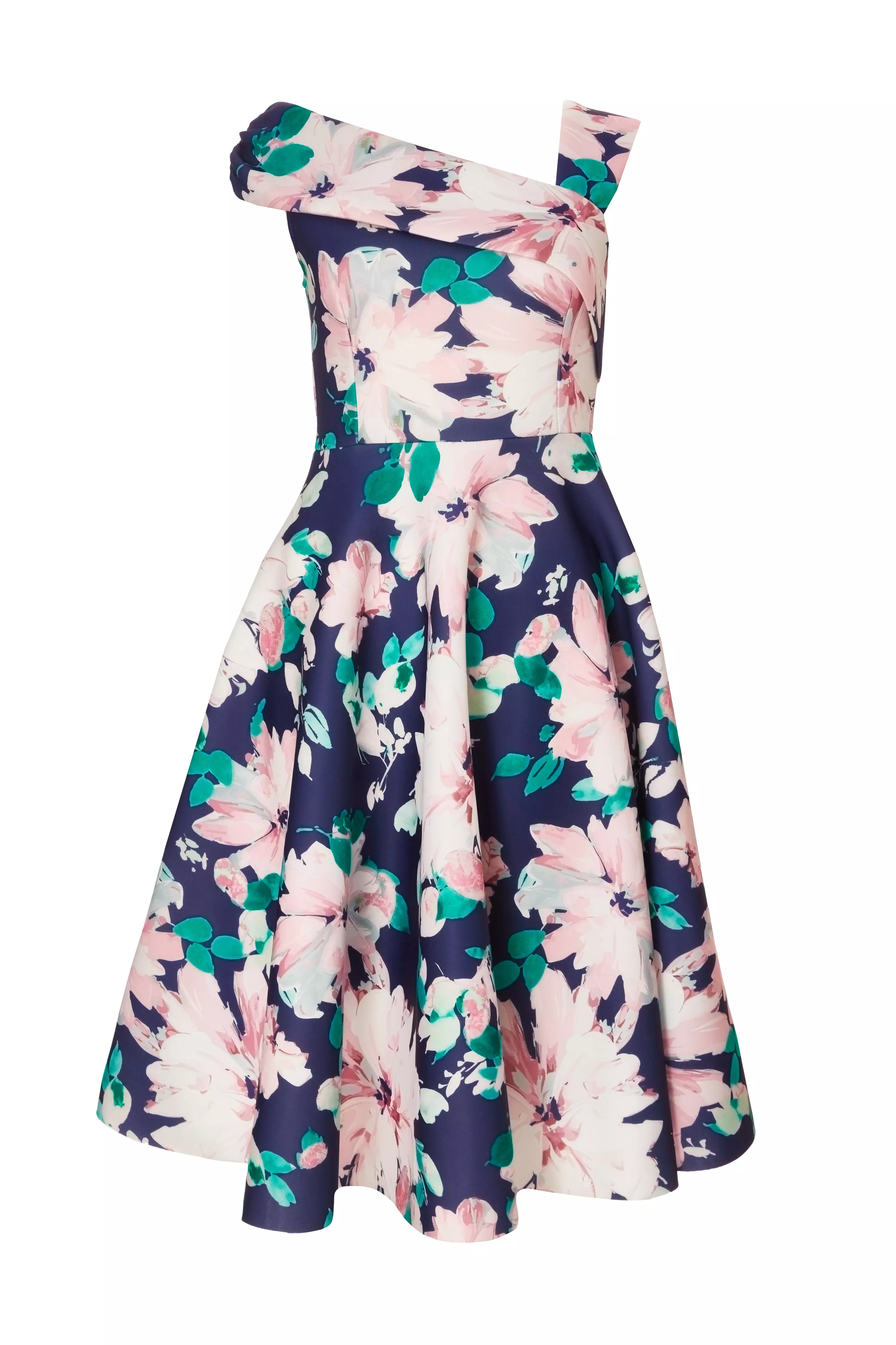 Petite Navy Floral Print Skater Dress