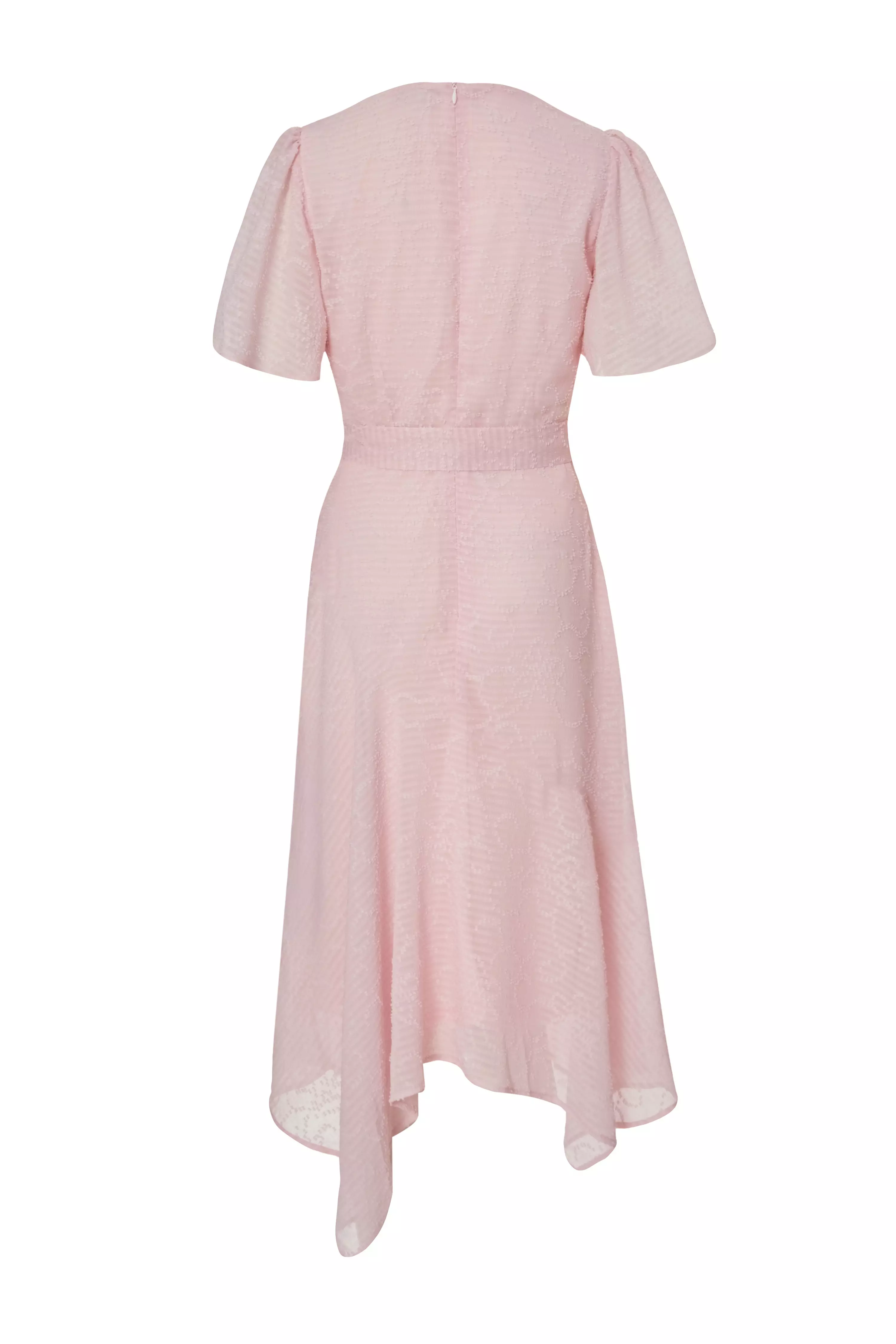Petite Pale Pink Textured Chiffon Midi Dress
