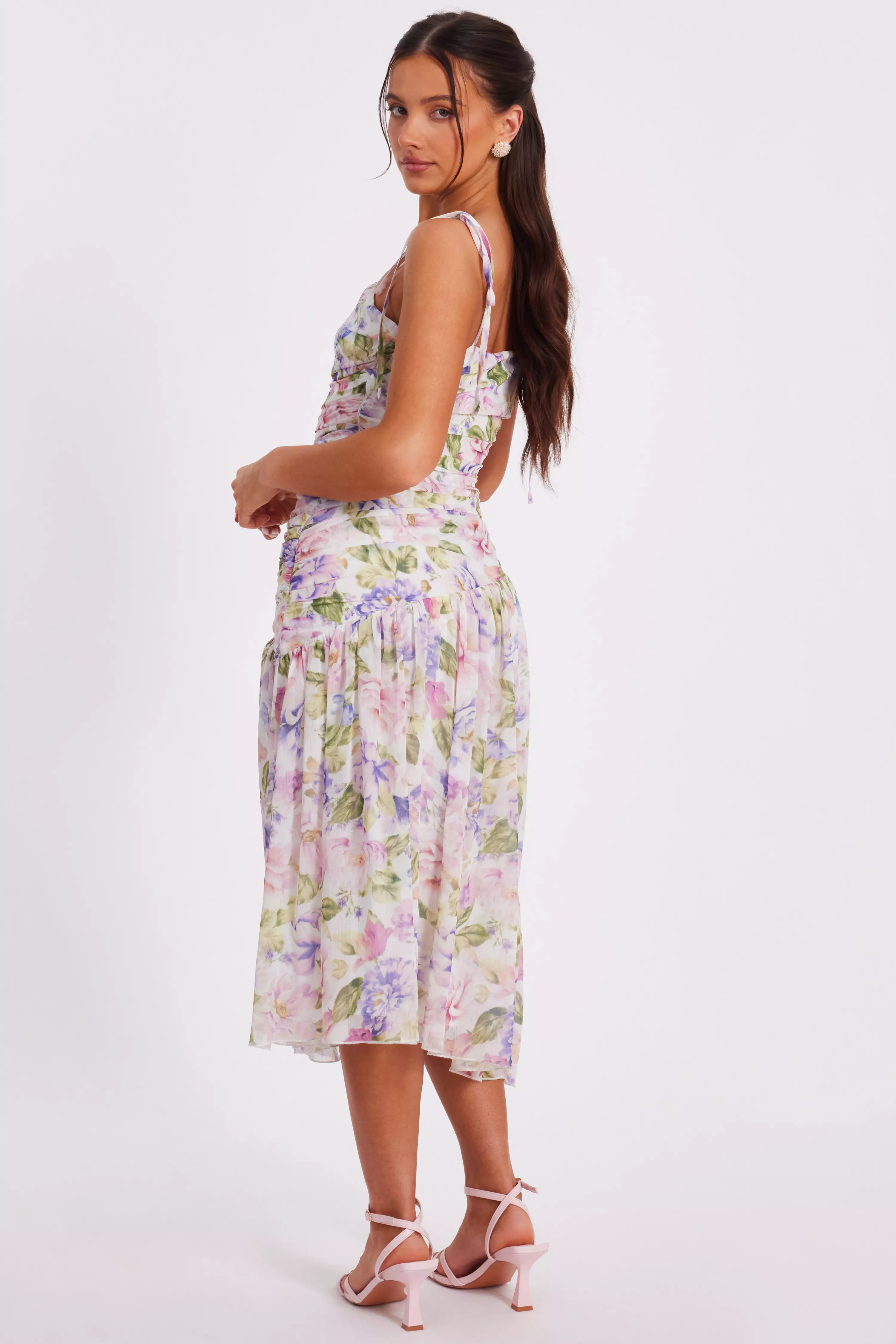 Petite Chiffon Floral Midi Dress