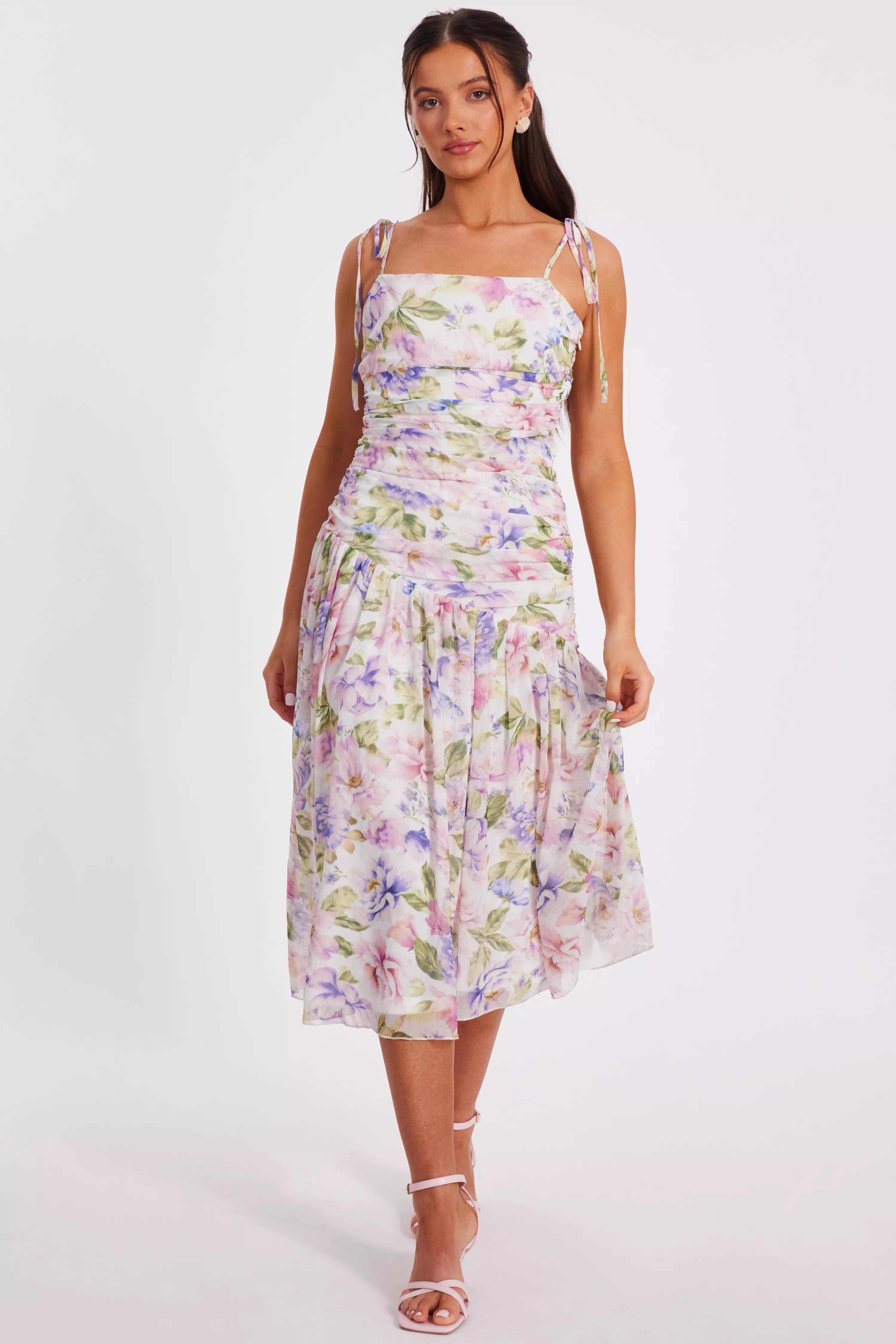 Petite Chiffon Floral Midi Dress