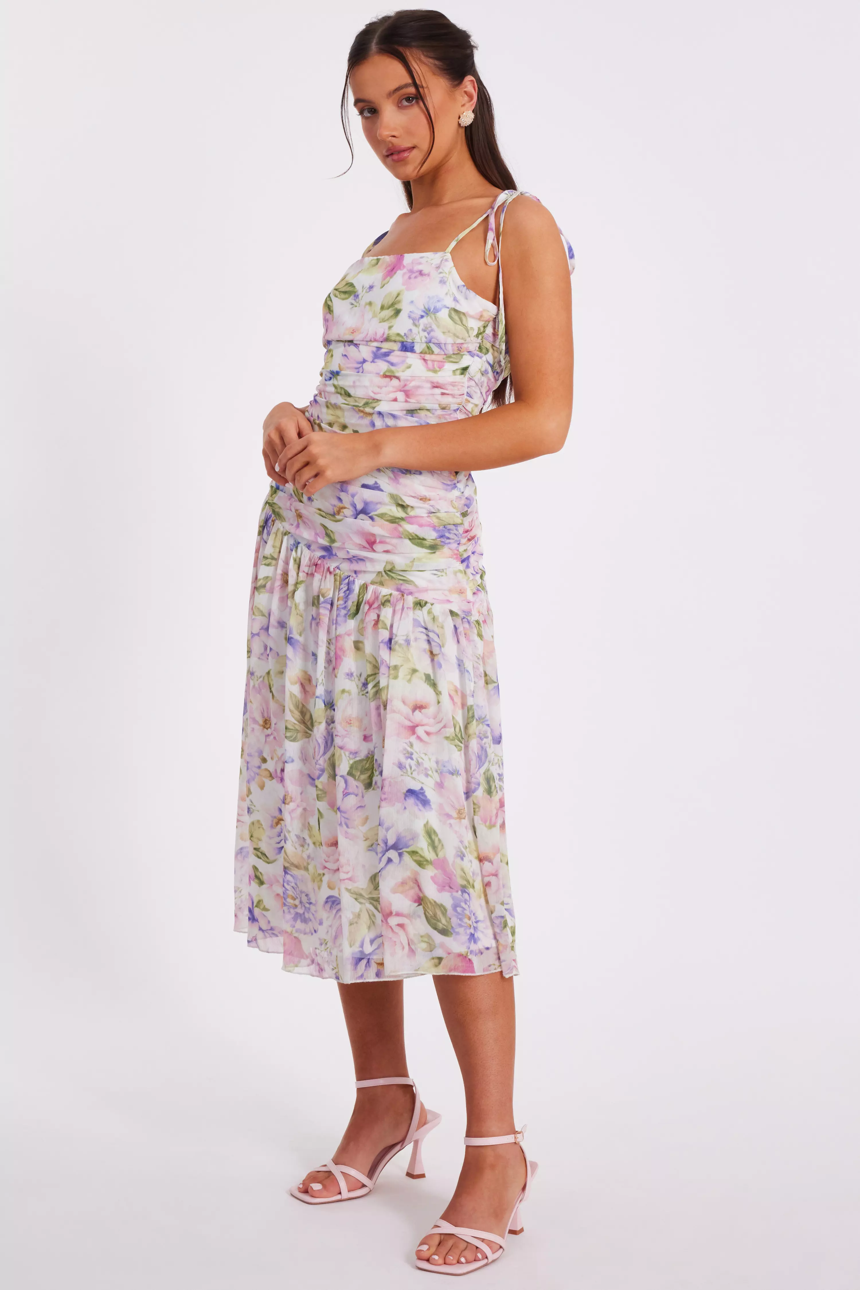 Petite Chiffon Floral Midi Dress