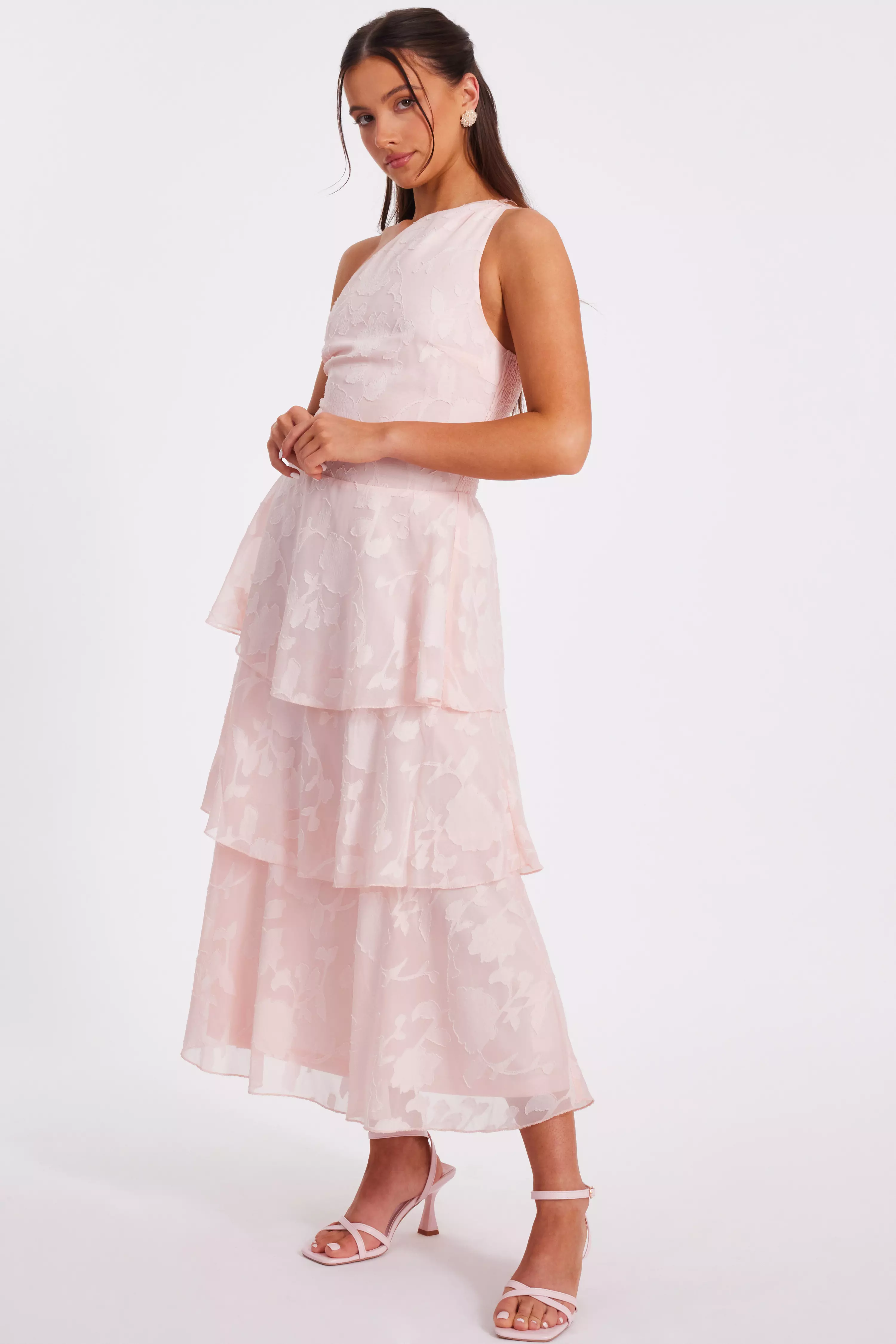 Petite Pink Tiered Maxi Dress