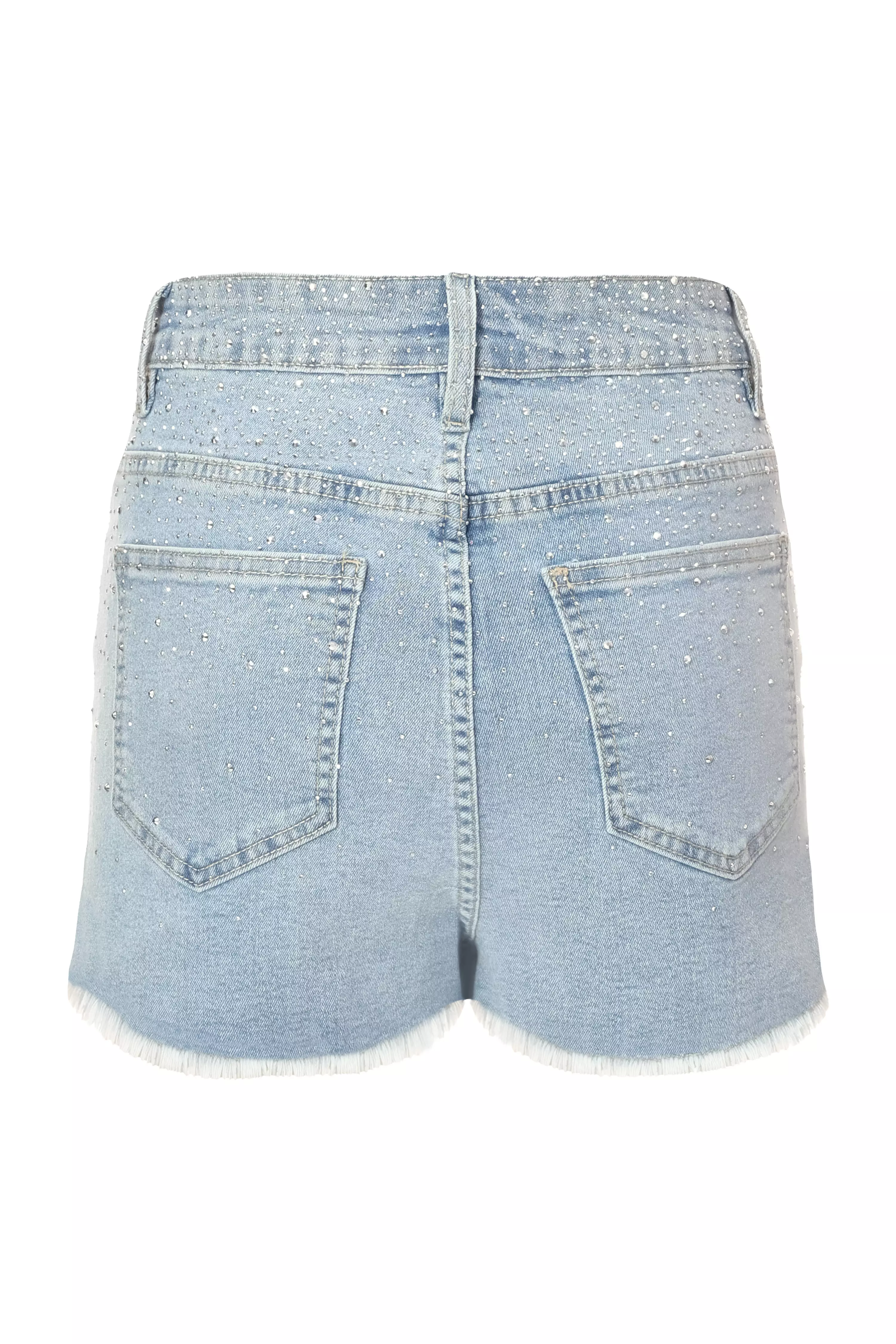 Blue Denim Embellished Shorts