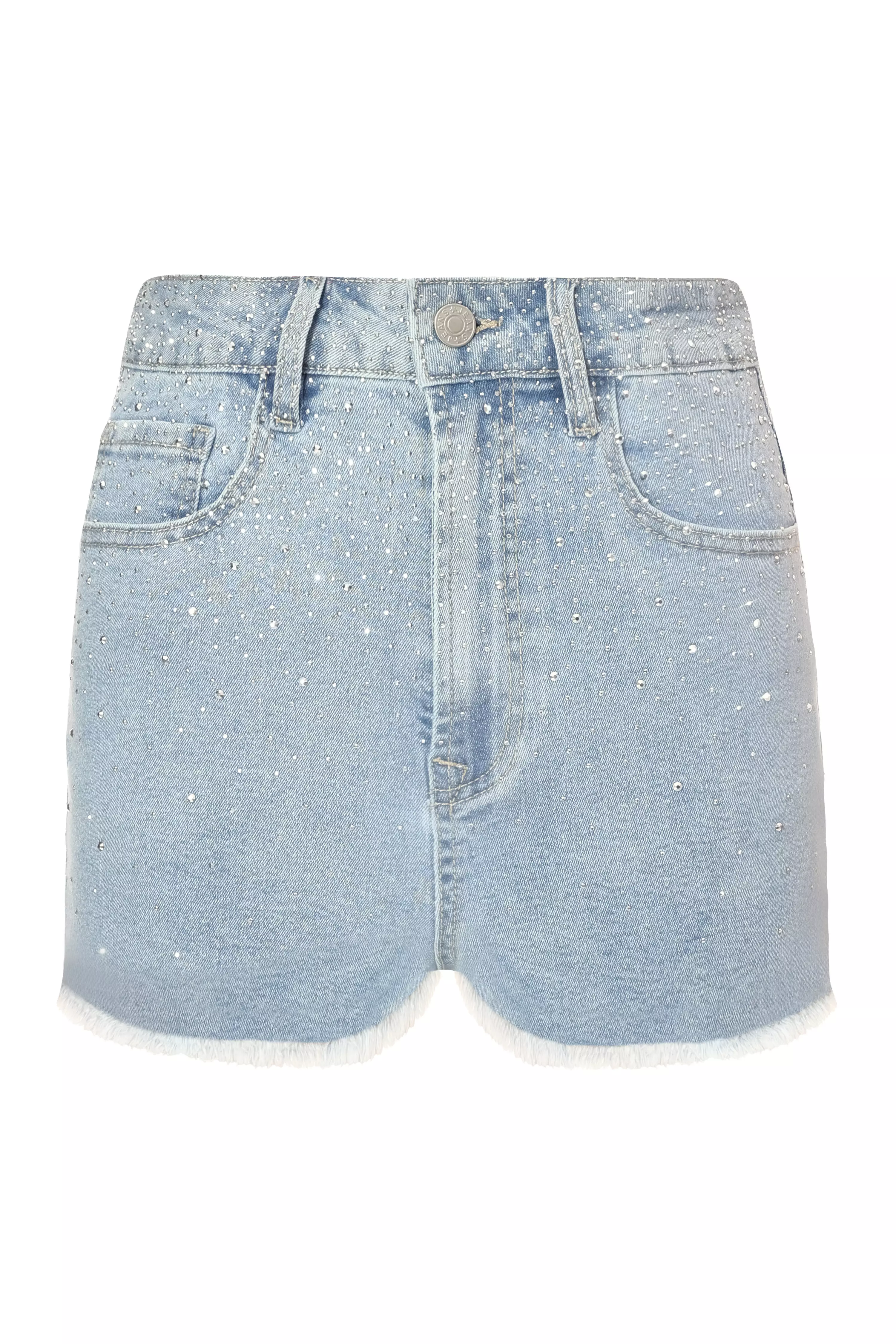 Blue Denim Embellished Shorts