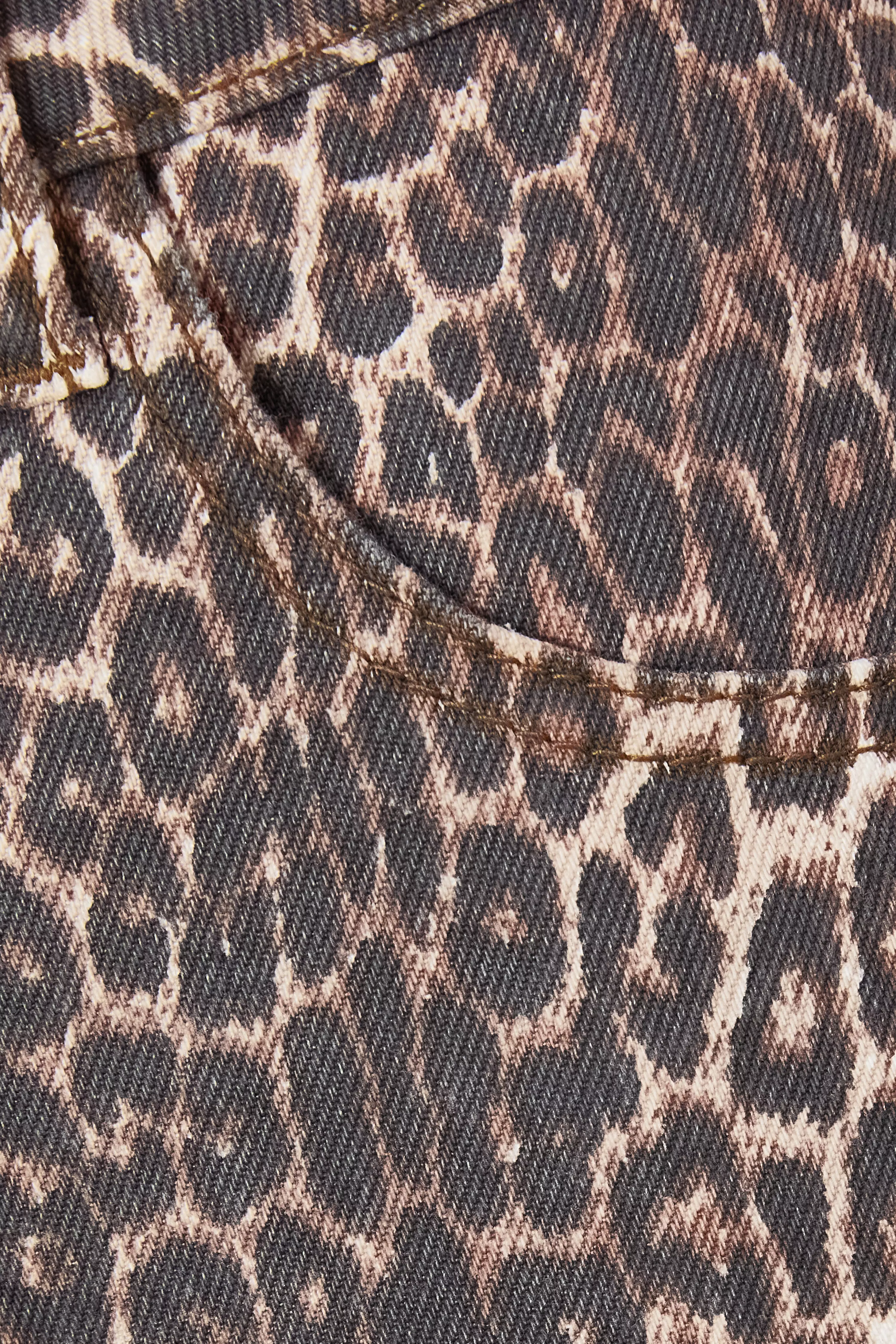 Brown Leopard Print Denim Shorts