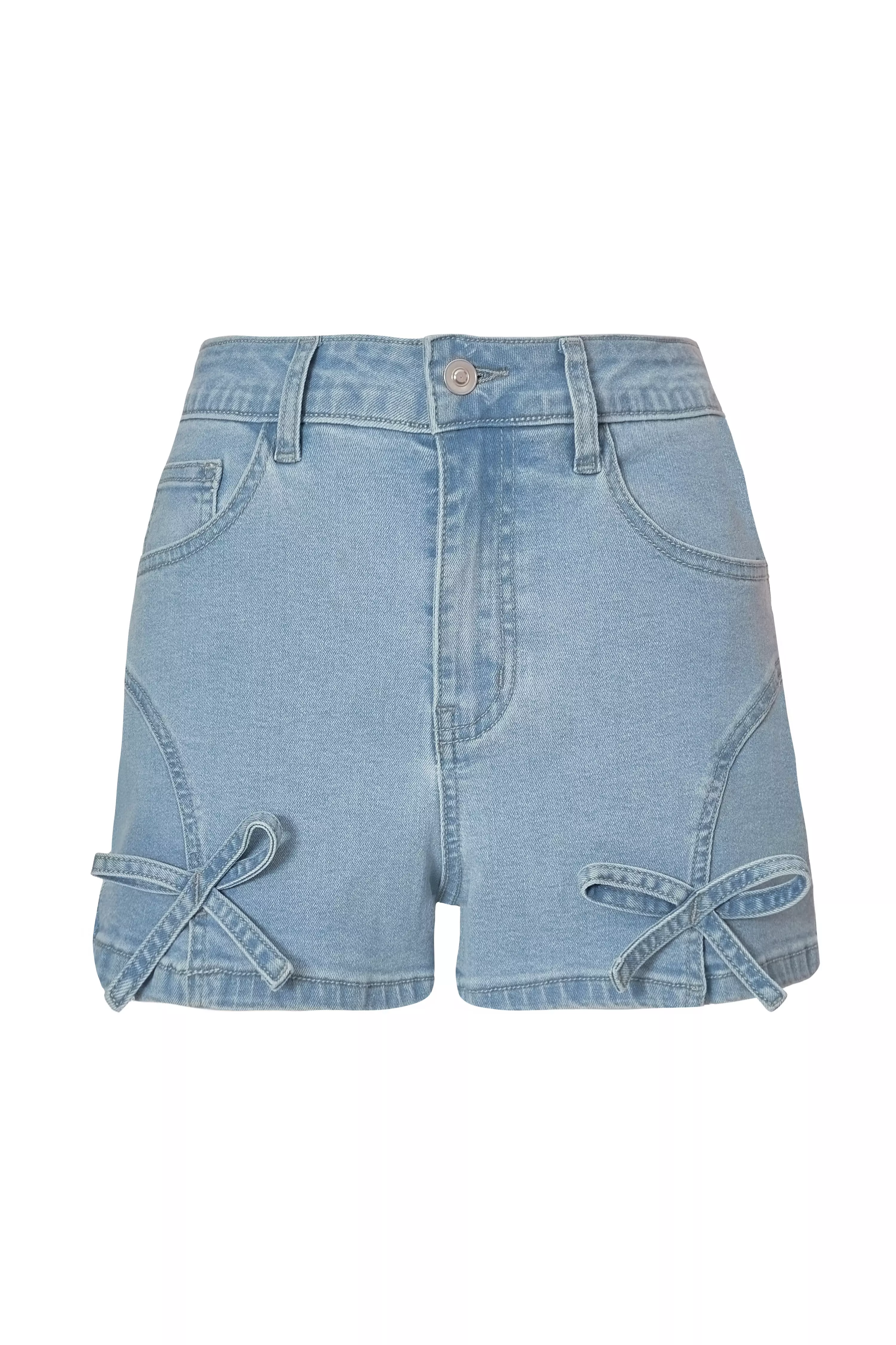 Denim Bow Detail Shorts