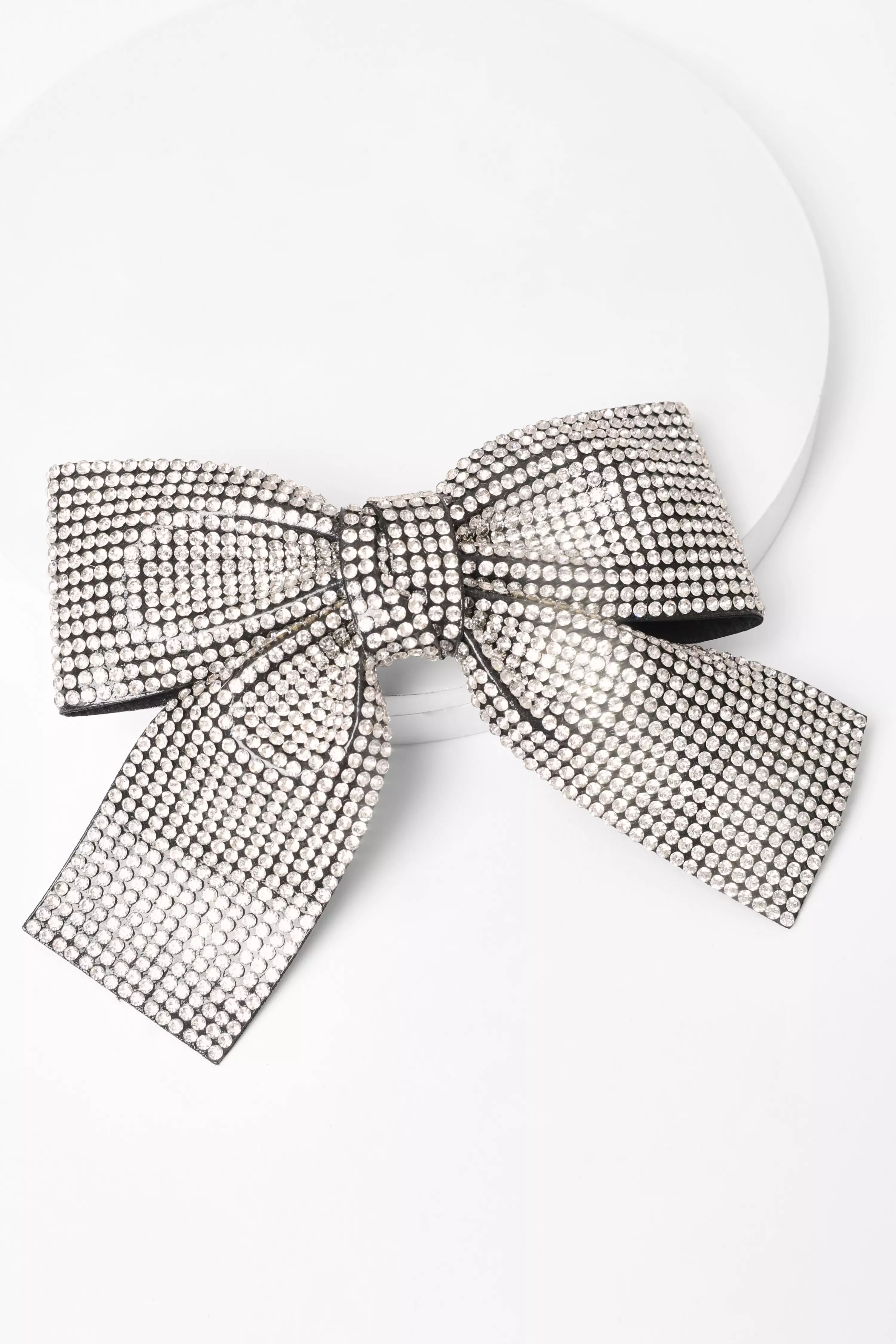 Silver Diamante Hair Bow