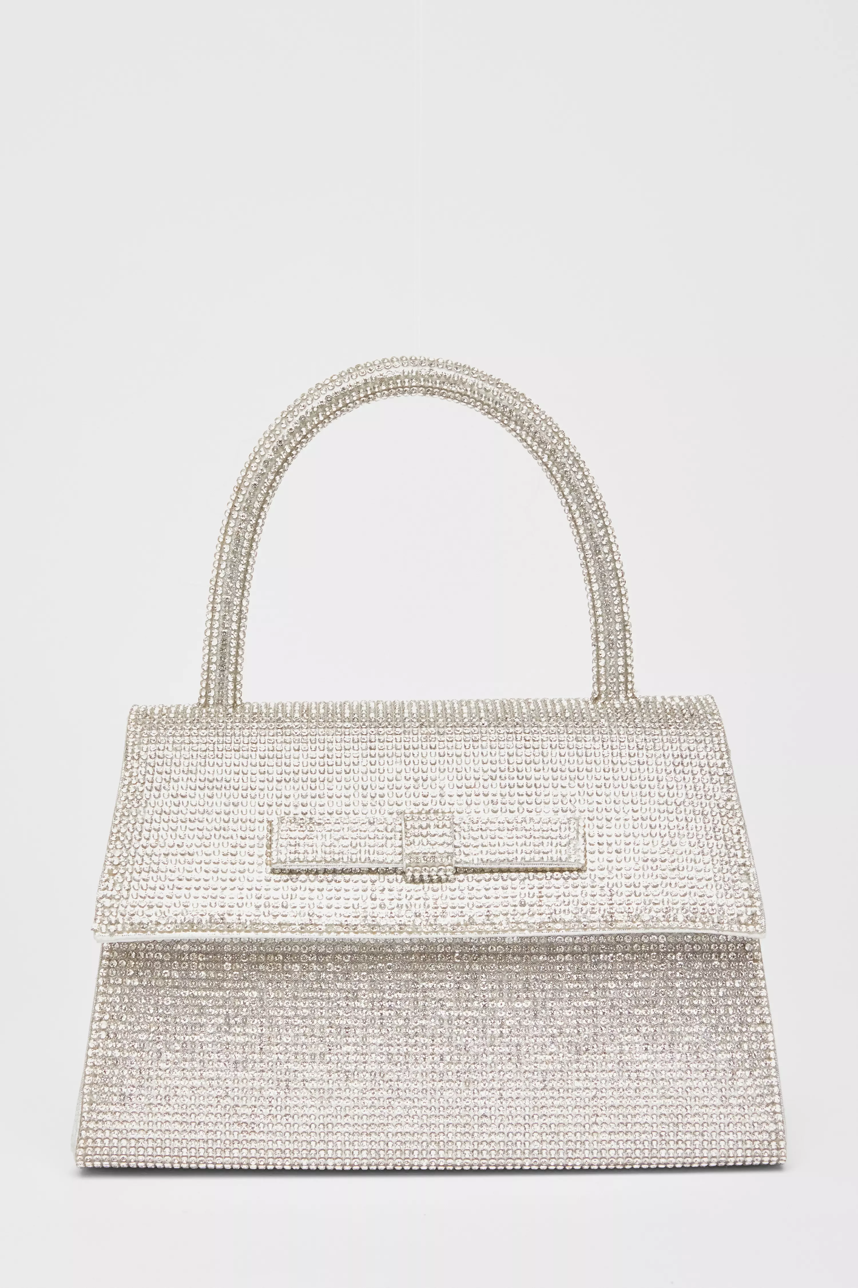 Silver Diamante Top Handle Bag