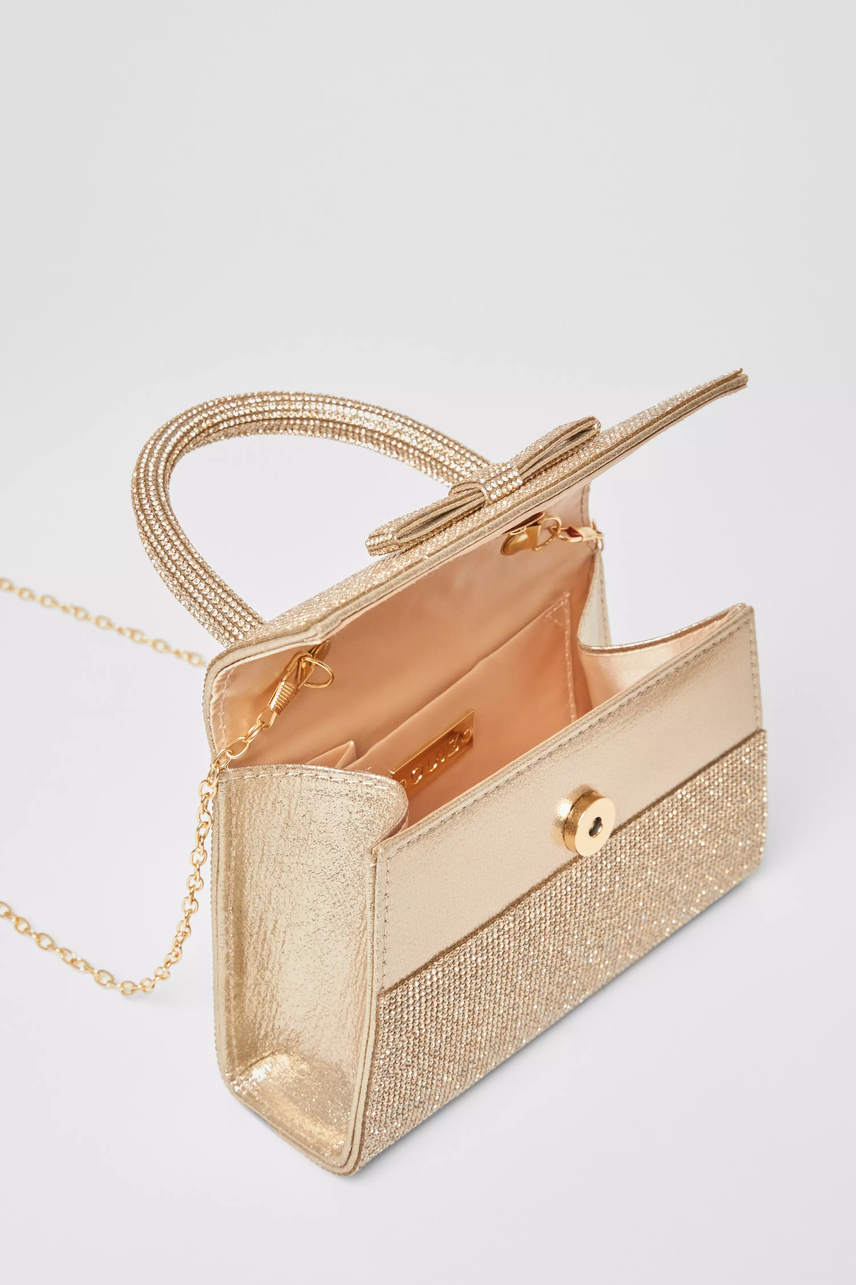 Gold Diamante Top Handle Bag