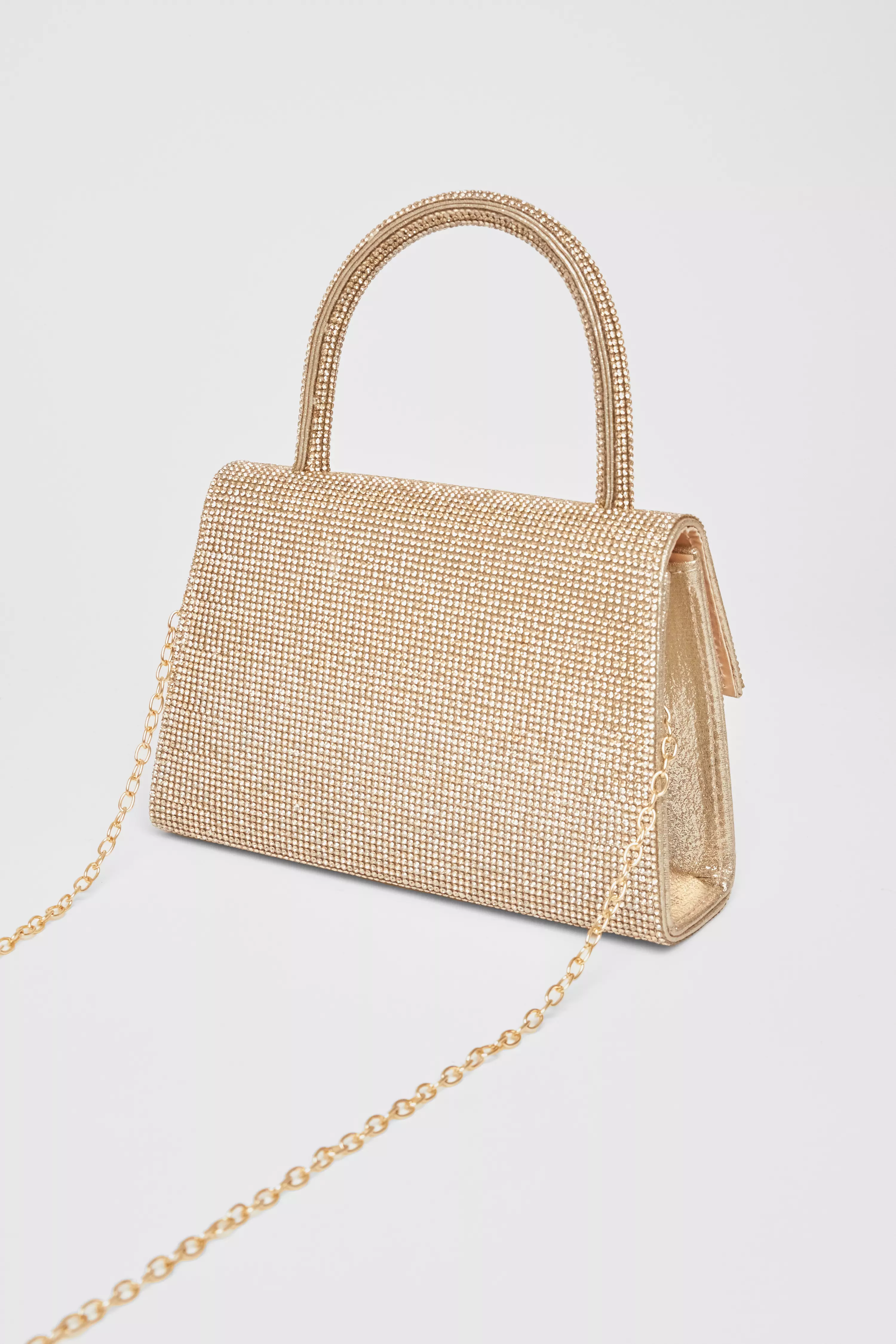 Gold Diamante Top Handle Bag