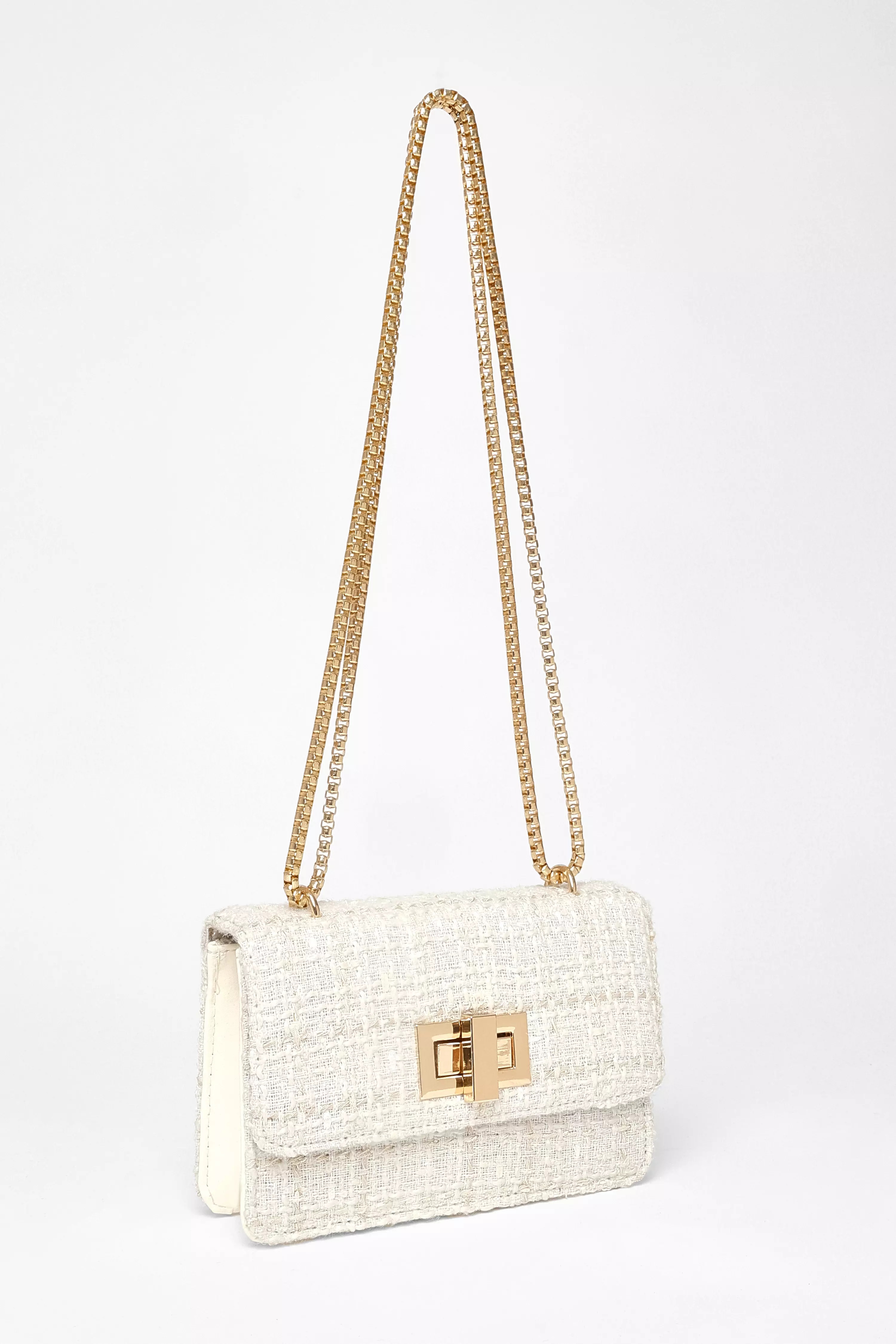 Cream Boucle Cross Body Bag