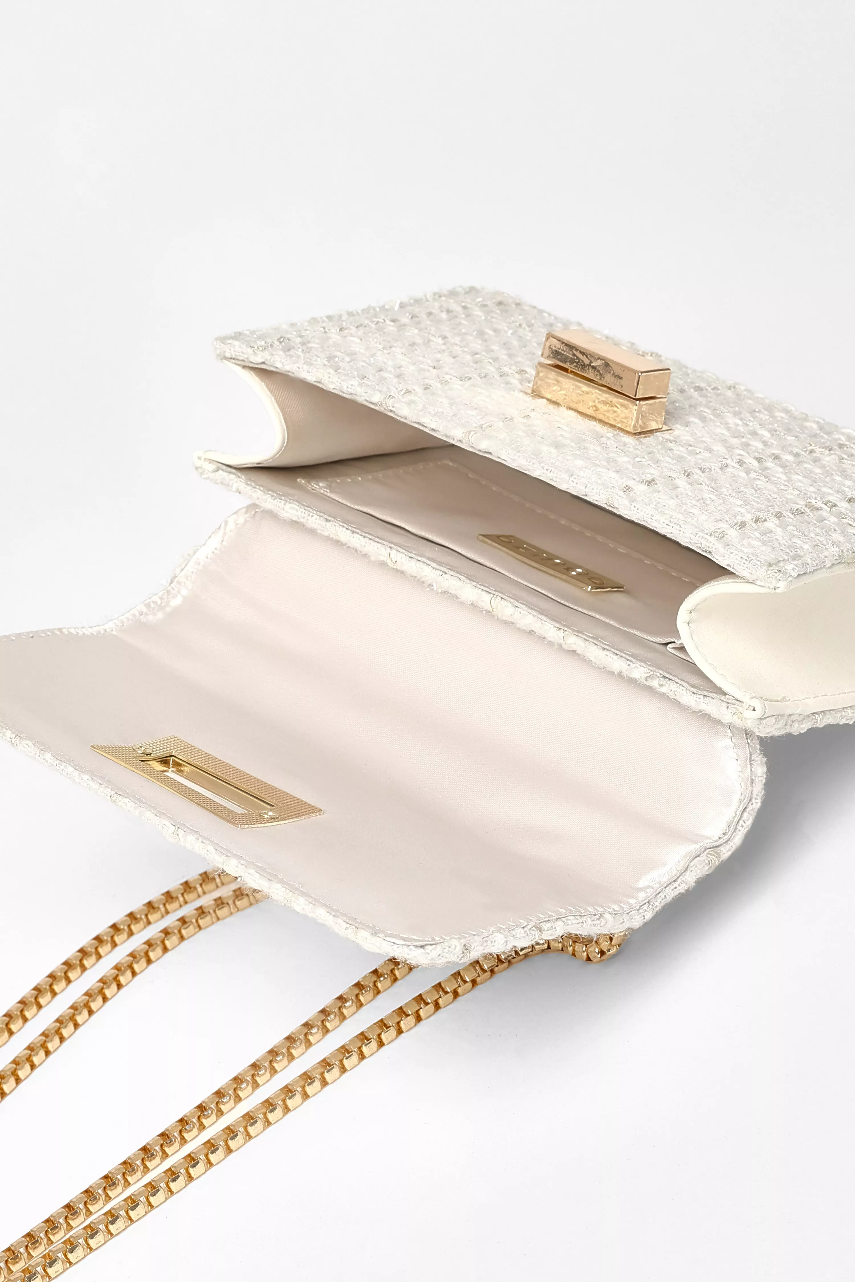 Cream Boucle Cross Body Bag